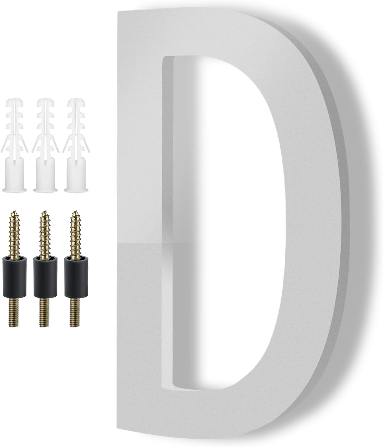 DEWEL Modern House Numbers for outside - Floating Large 8 Inch Silver Address Numbers for House, Door, Farmhouse, Street - Both Floating & Flush Styles - House Number 4