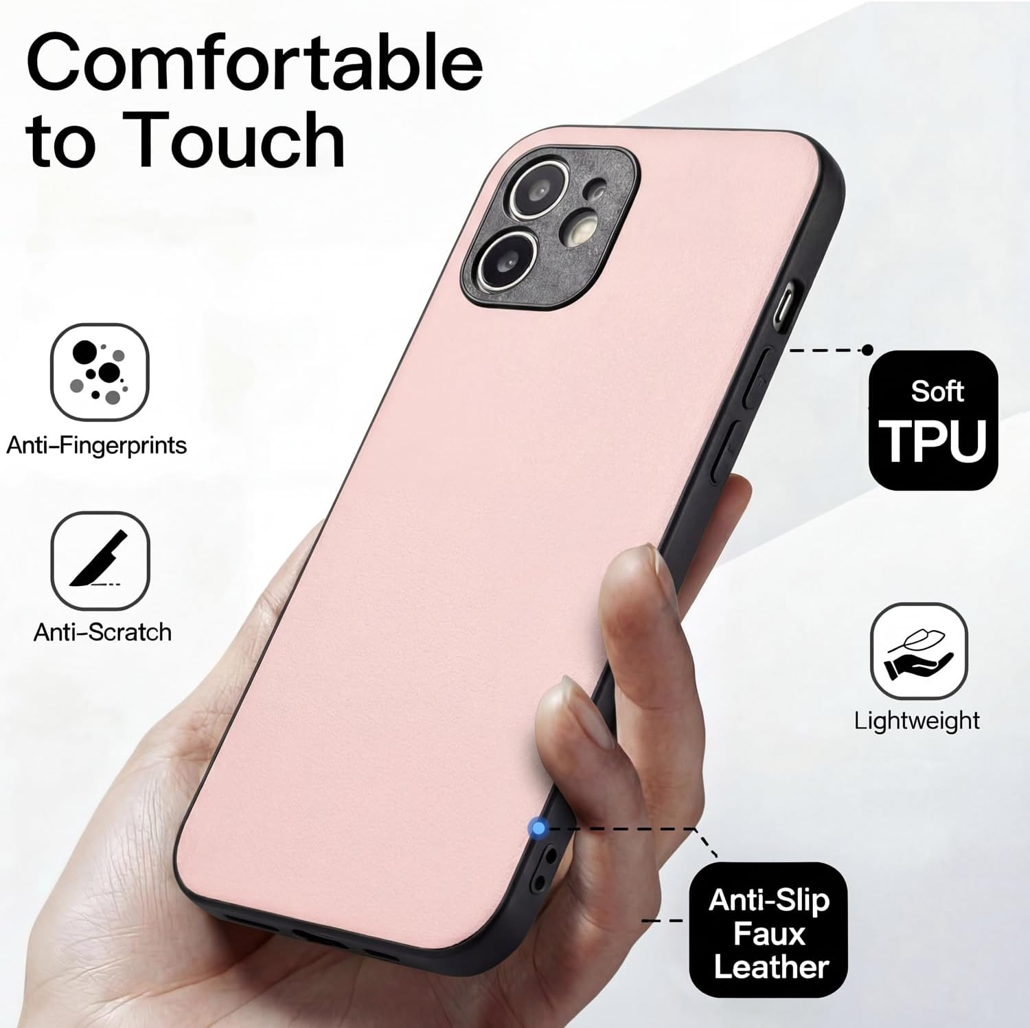 IUQXU Mobile Phone Case for Motorola Moto G55 5G Case with Tempered Glass Shockproof Non-Slip Protective Case Anti-Fingerprint Scratch-Resistant Lightweight Leather Case for Motorola G 55 Motog55 Pink image number 2