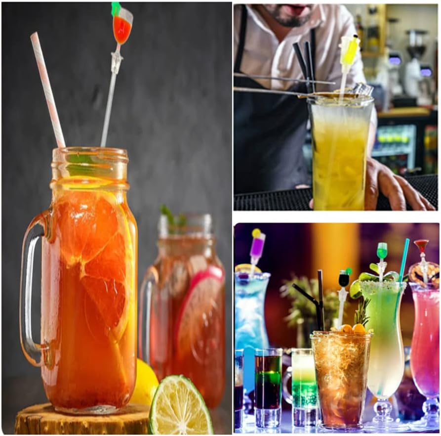 10 Pcs Cocktail Mixing Spoon,23 Cm Swizzle Sticks Colorful Clear Beverage Stirrers Drink Stirrer Cocktail Stirrer Clear Shafts Cocktail Drink Stirrers for Bars Cafes Restaurants Home Use image number 3