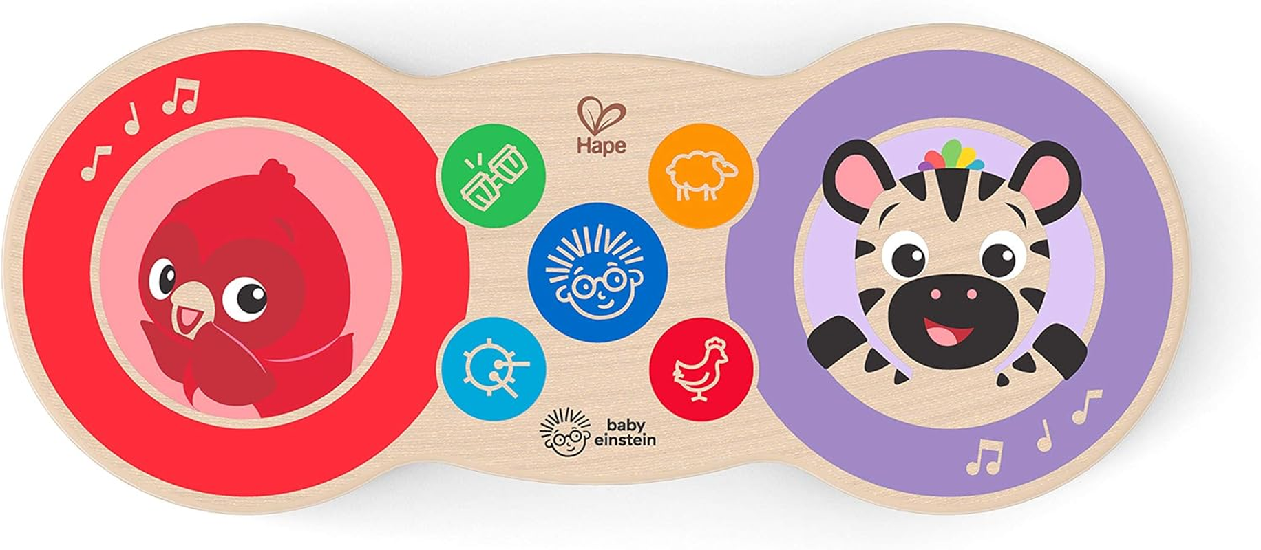 Baby Einstein Upbeat Tunes Magic Touch Wooden Drums​ & Bongo Musical Cause and Effect Toy, Age 6 Months and Up image number 5