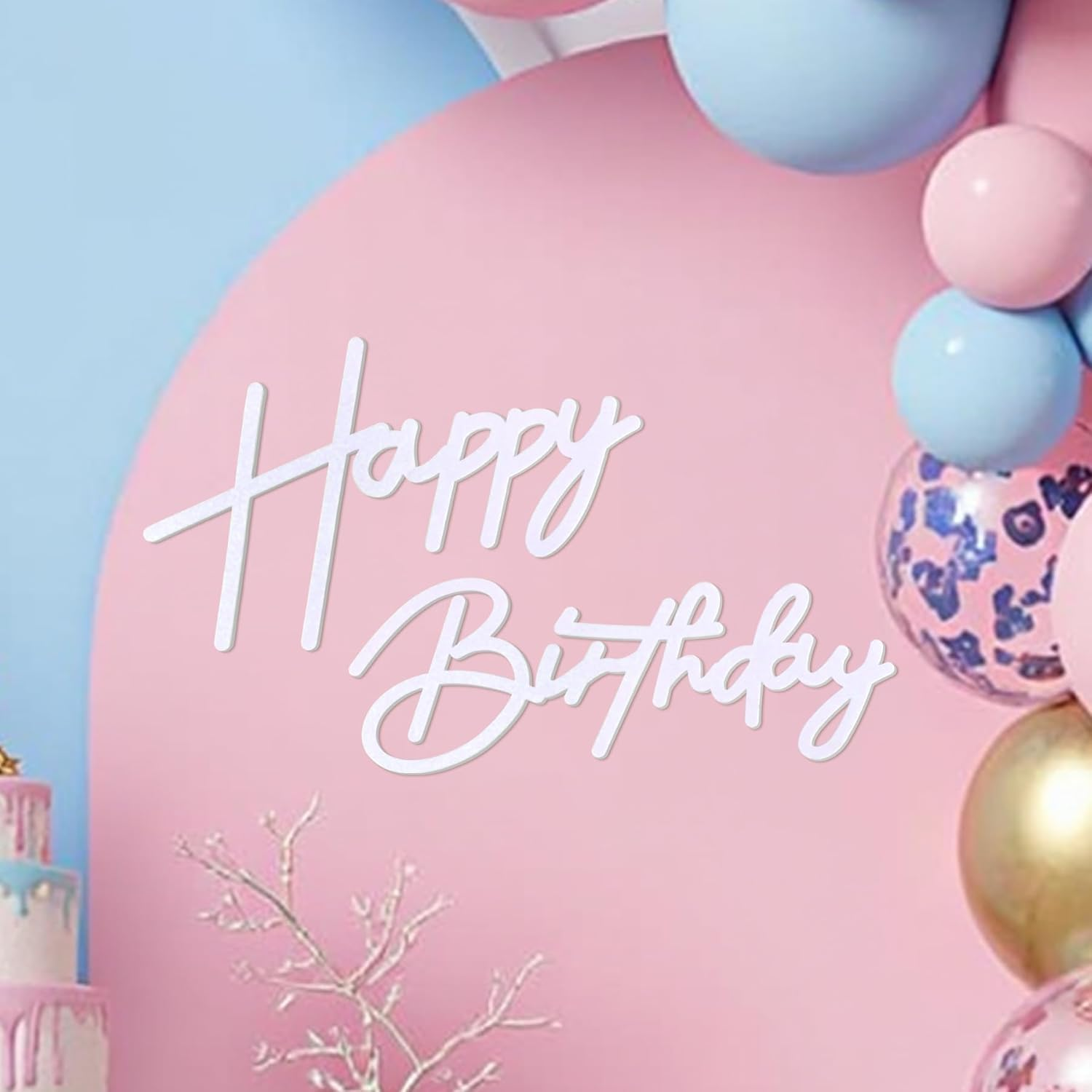 OSYLICT Happy Birthday Sign for Backdrop,Felt Letter Sign Banner for Wall Decr,Birthday Party Backdrop,Balloon Arch,Photo Background. for Kids Women Men Baby Shower Decorations (Gold)