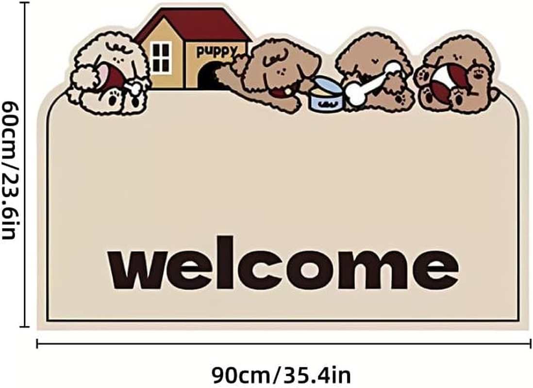 AIMALL Non-Slip Door Mat, 23.6 X 35.4 Inches, Absorbent and Durable Welcome Floor Mat with Panda or Dog Pattern for Entryway, Kitchen, Bathroom, and Home image number 4