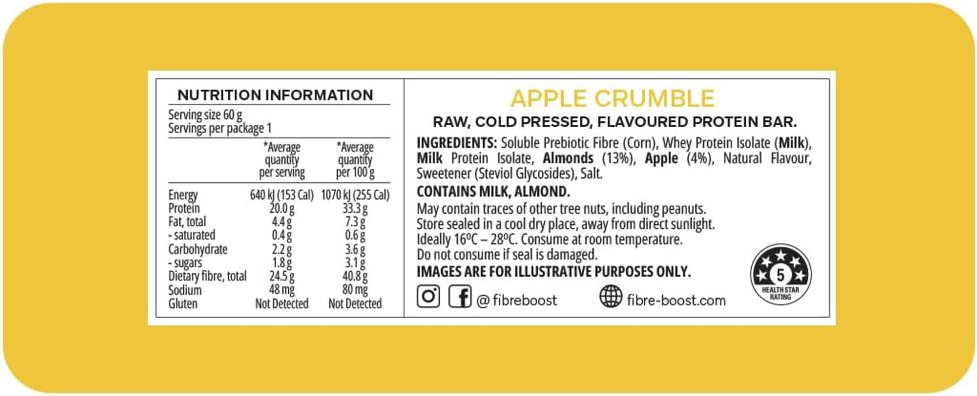 Fibre Boost Cold Pressed Apple Crumble Flavoured Protein Bar
