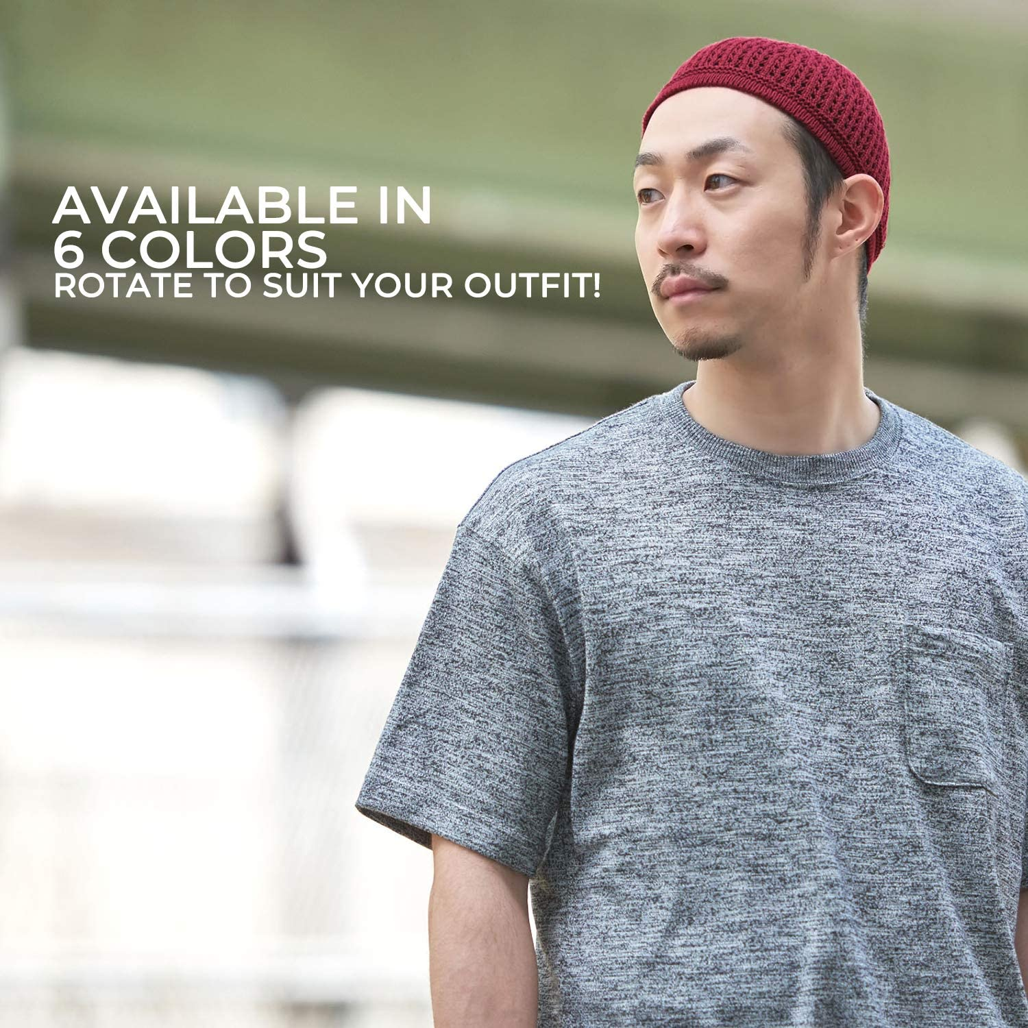 CHARM Knit Cotton Skull Cap Kufi - Mens Islam Prayer Hat Crochet Mesh Skully Beanie - Enge image number 2