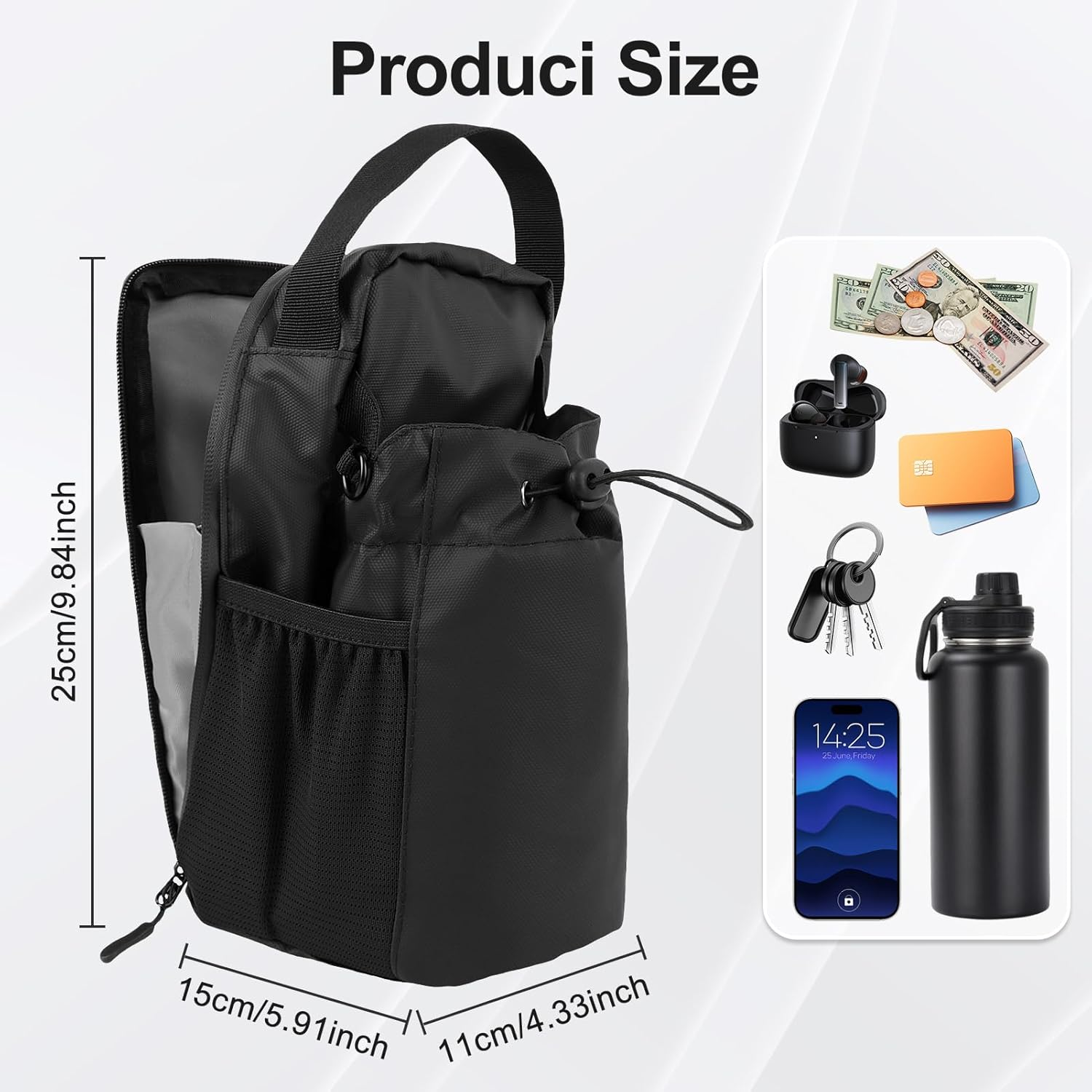 Magnetic Gym Bag, 3X Stronger Magnetic Water Bottle Holder with Strap, Water-Resistant Sports Bag with Anti-Theft Zipper for Travel, Workout, Biking, Gym Gift image number 4