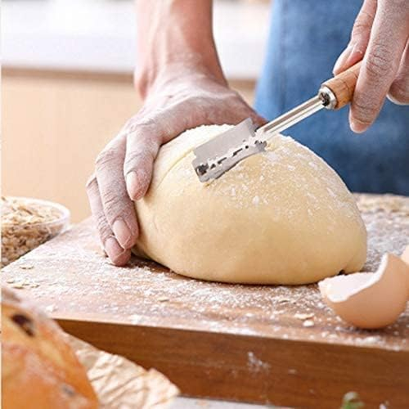 Bread Lame Dough Scoring Slashing Tools Baking Sourdough Bread Knife Razor Cutter Bread Lame Slashing Tool, 2Pcs Wooden Handle Bread Slashing Tool Dough Scoring Tools with 20 Pieces Replaceable Blades image number 6