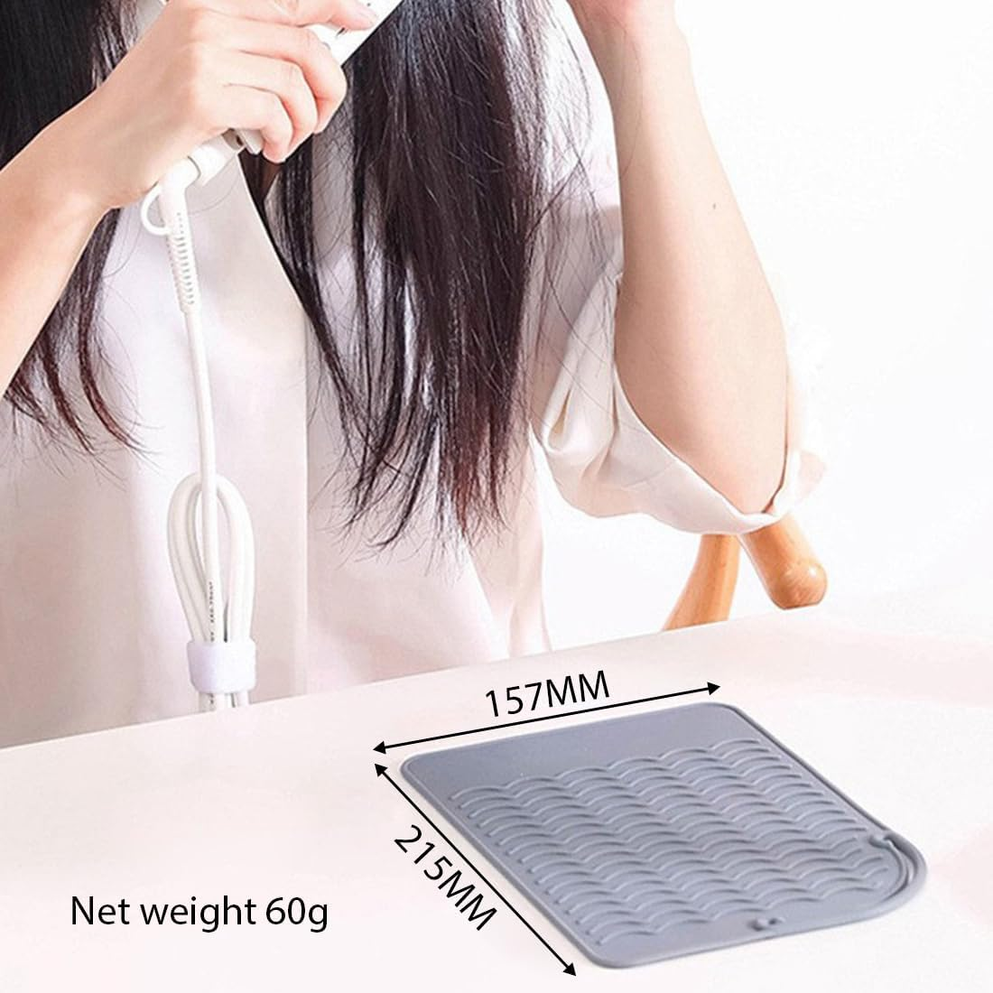 KOLZEMV 3 Pieces Heat-Resistant Silicone Mat Bags, Heat-Resistant Underlay, Mat Cover for Curling Irons, Hair Straighteners, Straighteners and Other Hot Hair Tools, Height 21.5 Cm and Width 15.7 Cm image number 5