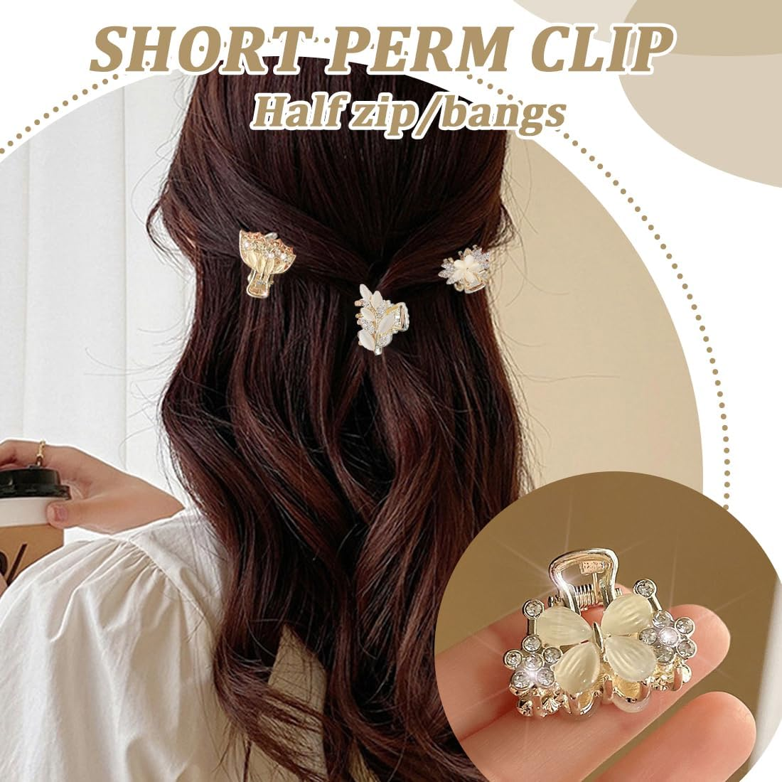 Small Hair Clips, Pack of 5 Metal Mini Hair Clips, Small, Crystals Small Hair Clips, Non-Slip Hair Clip, Small, Hair Accessories for Women and Girls (B) image number 4