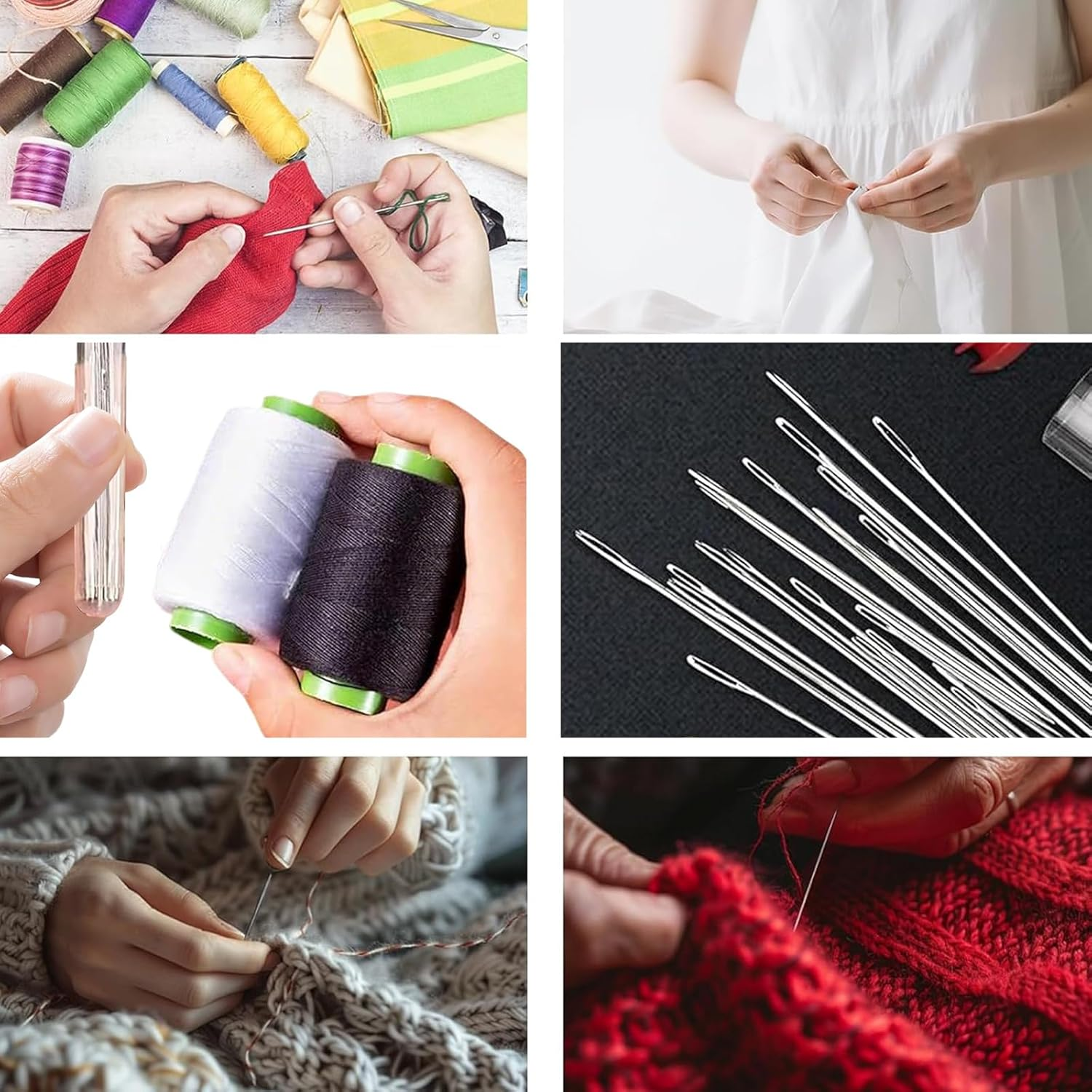 1 Set Sewing Kit, Complete Needle Set with 5 Sizes of Large Eye Needles, Includes Needle Case, Threaders, Seam Rippers, and Threads, Ideal for Quick Repairs, DIY Projects, and Travel Essentials image number 1