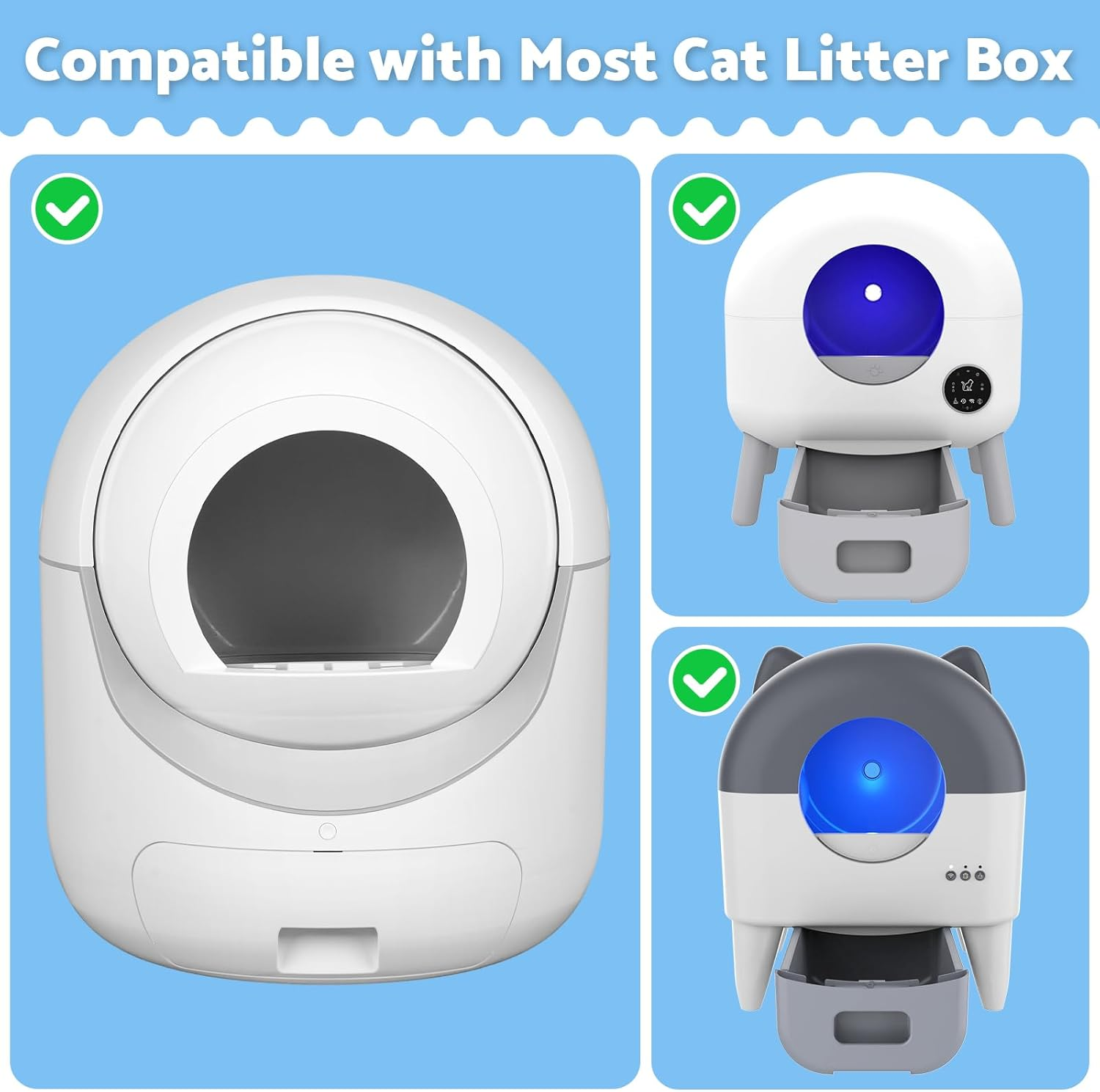 100 Count Cat Litter Waste Receptacles Garbage Bags for Self-Cleaning Cat Litter Box, Extra Large Cat Litter Box Liners image number 1