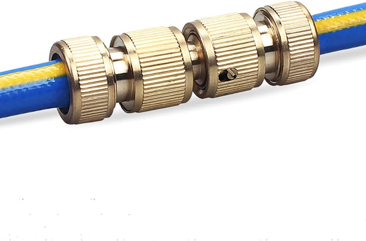 5PCS Brass Garden Hose Connectors, Garden Hose Tap Connector Pipe Fittings Kit, 2 Hose 1/2" End Quick Connect, 2 Hose Tap Connector 1/2'' and 1 Double Male Connector for Join Garden Hose Pipe image number 1