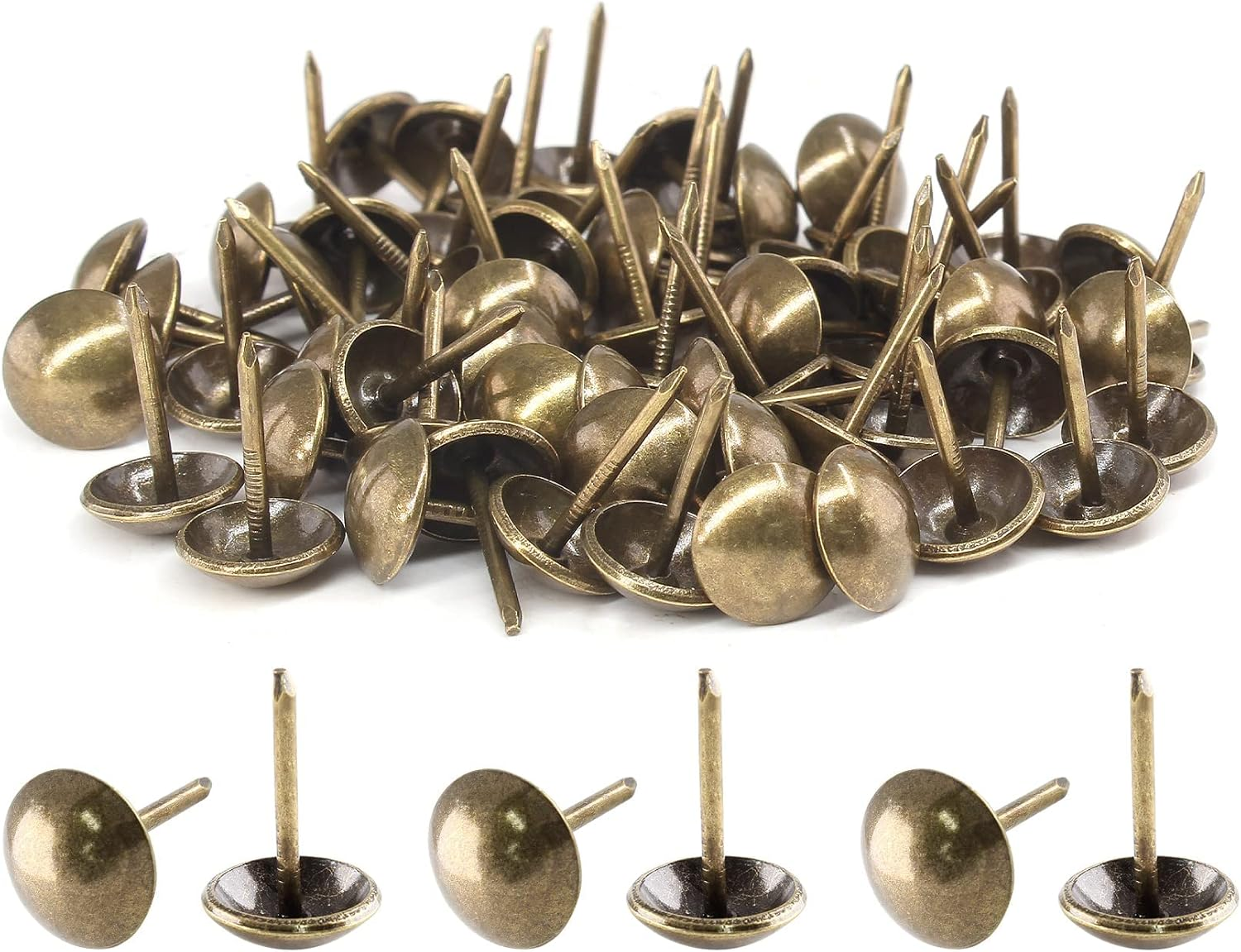 Piutouyar 200 Pcs Black Upholstery Tacks Antique Metal Thumb Tacks round Head Upholstery Pins for Upholstered Furniture Cork Board DIY Projects or Home Decor 9 X 13Mm