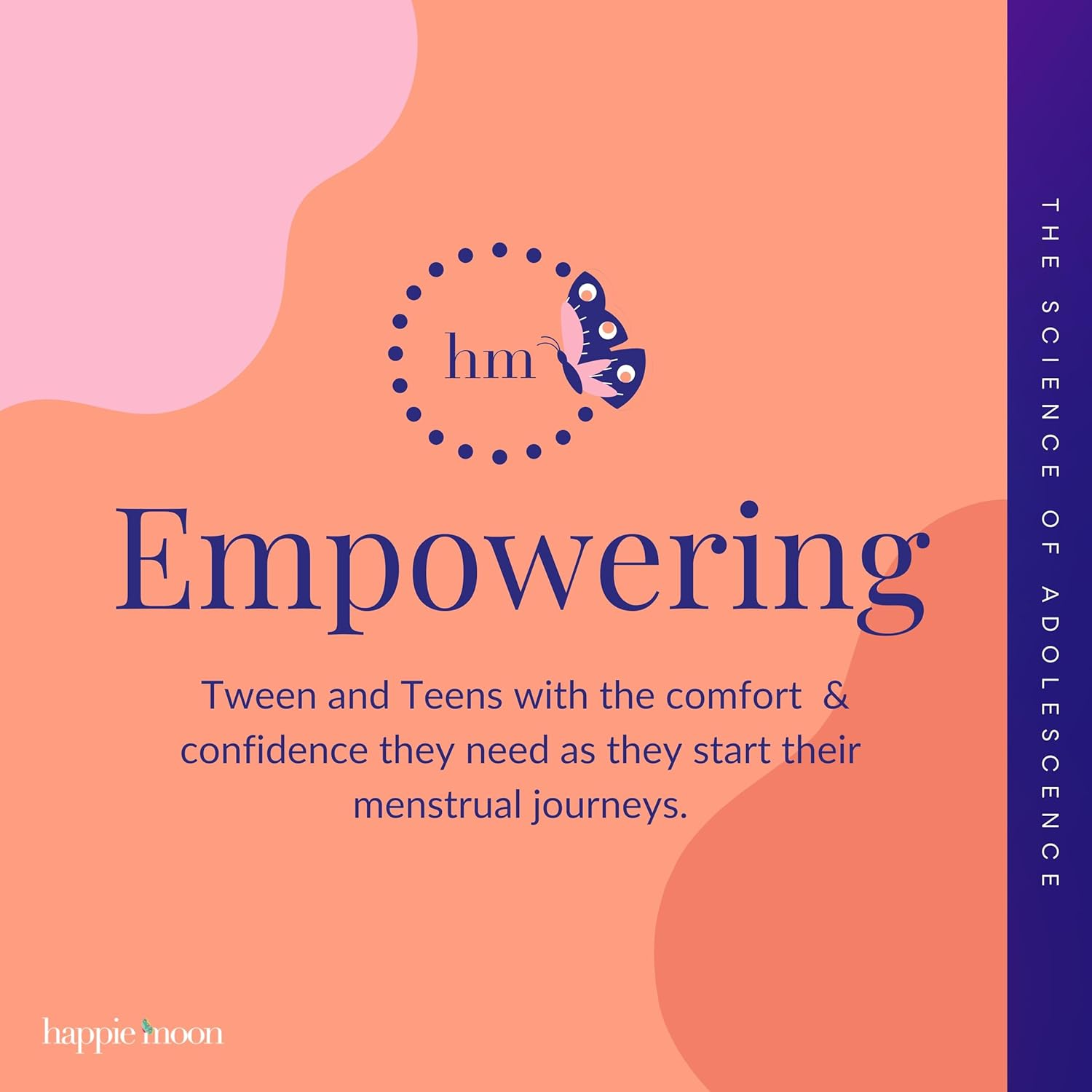 Happie Moon Tween Pads | Small 100% Cotton First Period Pads for Tweens and Teens | Ultra Thin Pads with Wings | Zero Chlorine, Bleach, Dyes and Fragrance | Teen Pads, 20 Count image number 3