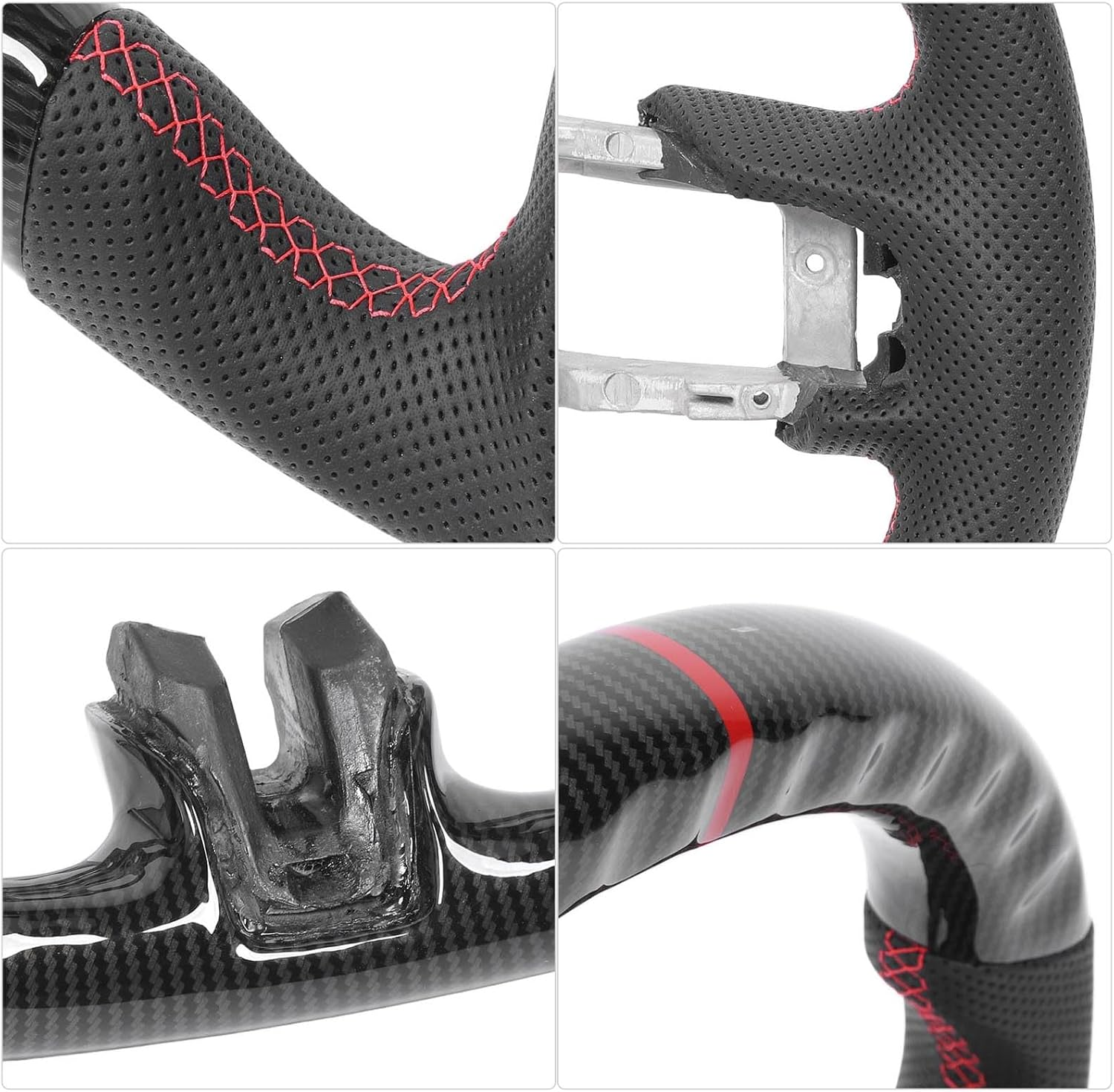 Carbon Fiber Steering Wheel for Mustang V6 Ecoboost GT Shelby 2015-2017, Ergonomic anti Slip Grip, ABS Material, Universal Steering Wheel image number 5