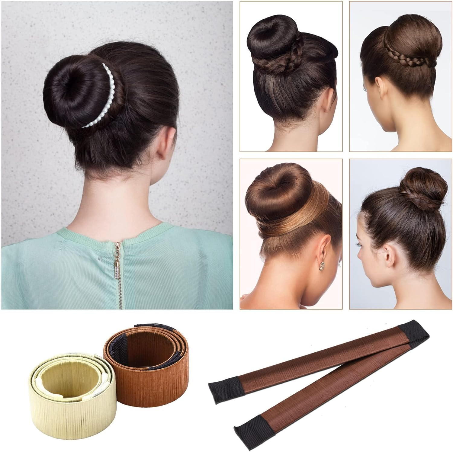 YOKONICOY Easy Snap-And-Roll Bun Hair Tool,4Pack Hair Bun Maker, Magic Bun Tool, Donut Hair, Perfect Bun Makers Hair Pins French Twist Donuts for Updos Kids Women Ballerina Bun Shaper Easybun image number 4