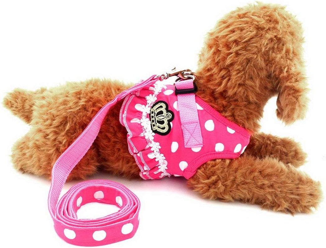 SELMAI Puppy Small Dog/Cat Dots Vest Harness Leash Set Mesh Padded No Pull Lead image number 5