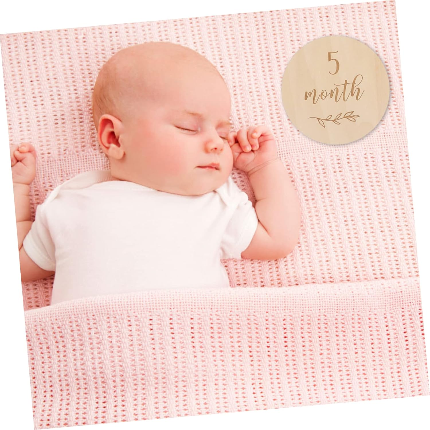 SUPVOX 13Pcs Wooden Birth Commemorative Cards Monthly Milestone Photo Props for Newborn Announcement and Growth Memory Keepsake Set image number 5