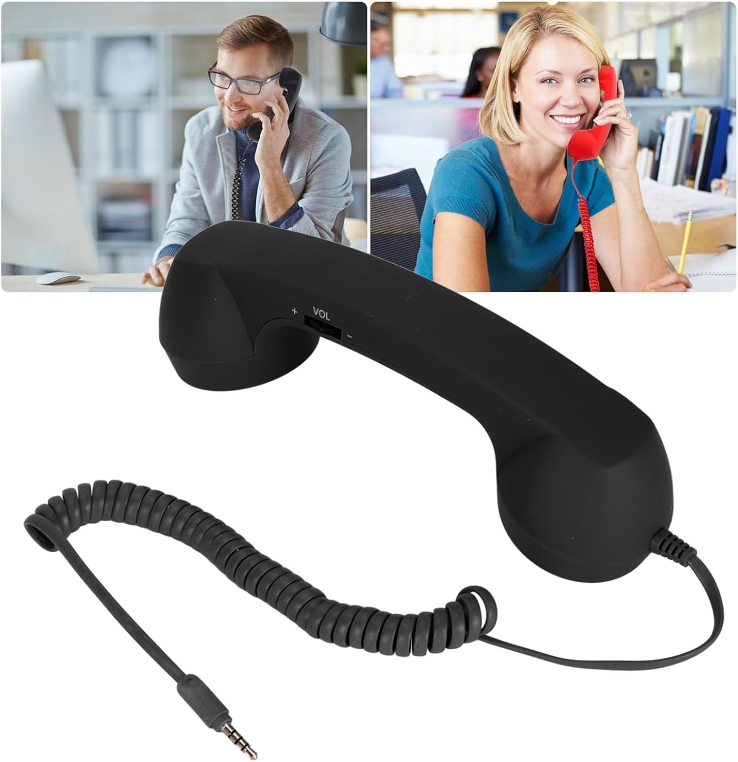 Jectse Vintage Telephone Handset, Reduce Radiation, Excellent Quality, Easy to Use, Suitable for Smartphones with 3.5Mm Jack and USB C, Retro Design (Black) image number 4