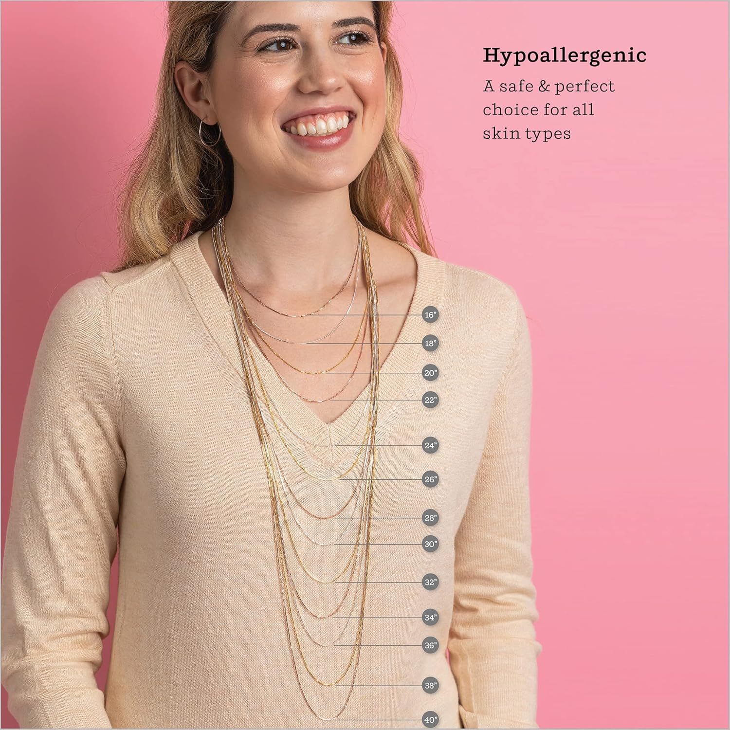 KEZEF Sterling Silver Box Chain Necklace for Men & Women, Silver, 18K Gold Plate & Rose Gold Plate 1Mm Venetian Chain, Made in Italy, Hypoallergenic, Tarnish Resistant image number 6