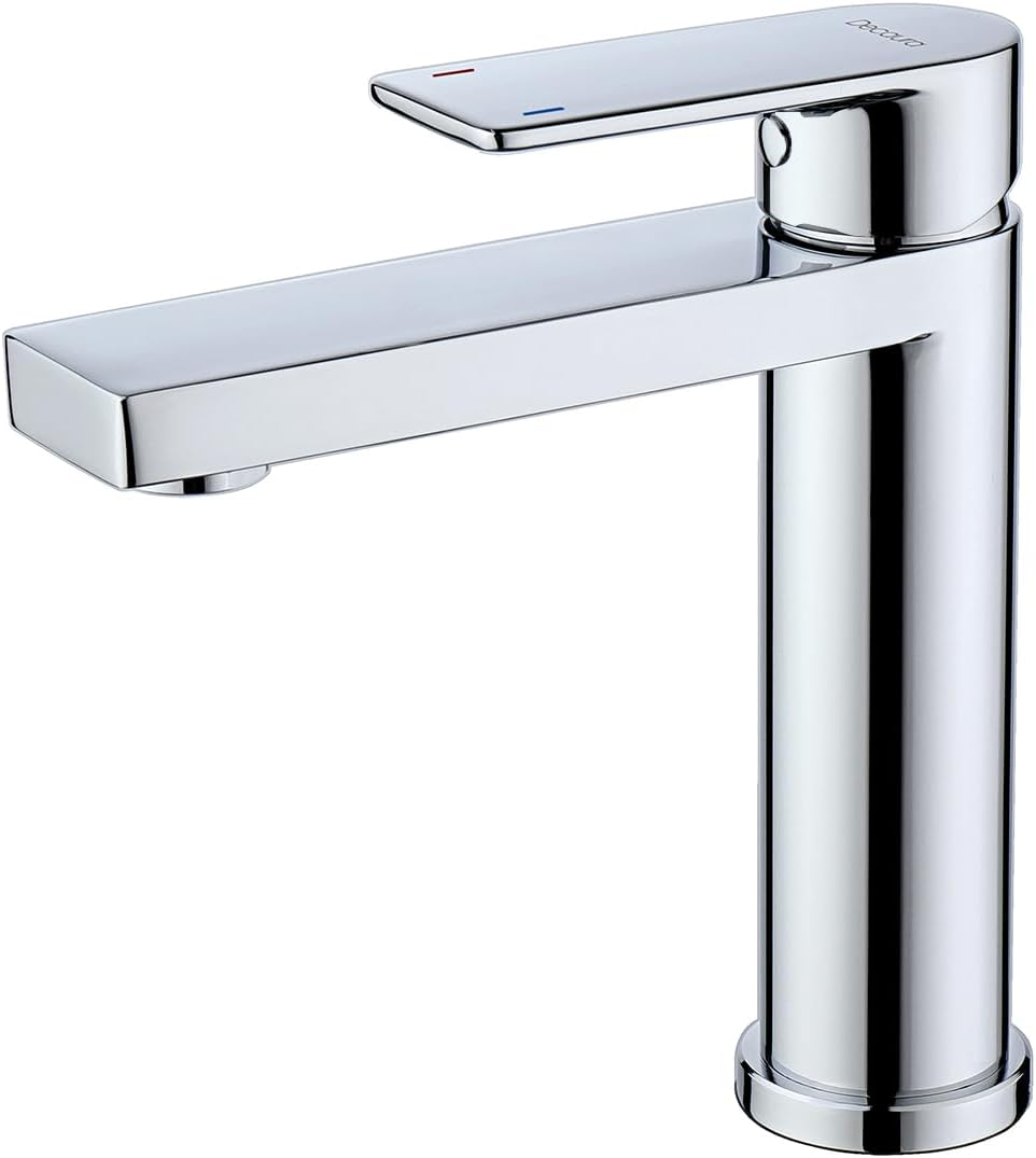 Decaura Basin Mixer Tap Lead-Free Bathroom Sink Tap Vanity Counter Top Faucet (Chrome, Spout Height-130Mm) image number 4