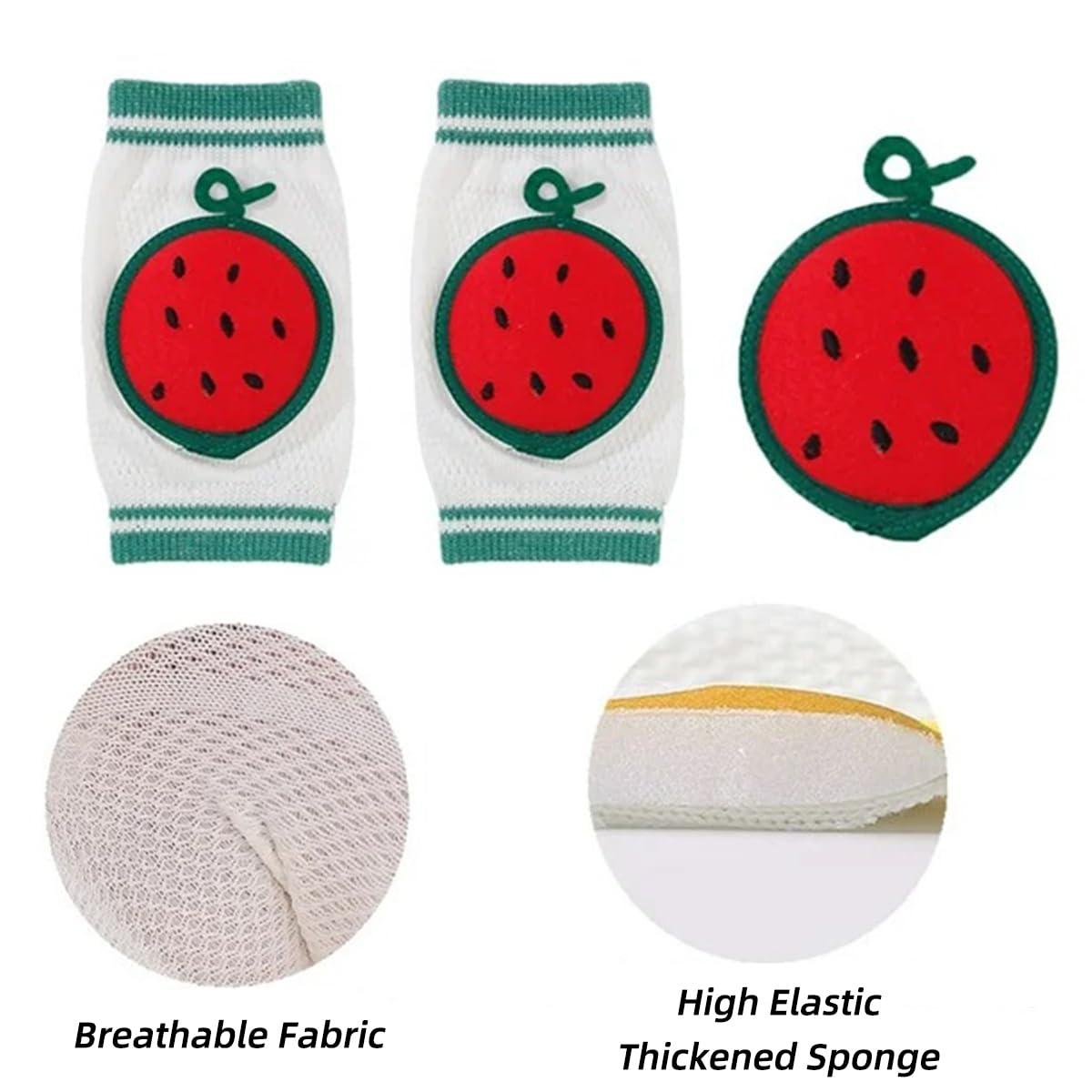 JZS Baby Knee Pads for Crawling, Breathable Cotton, Knee Protector with Sponge Pad, 3 Pairs, Style 1 image number 1