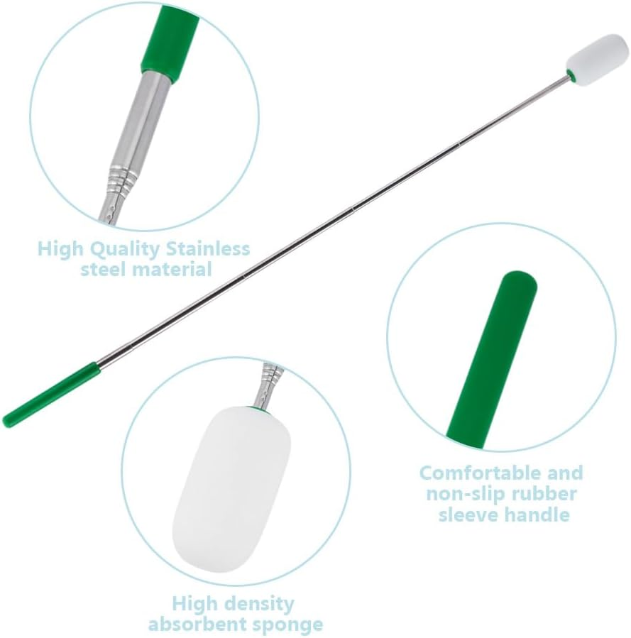 HOBBIESAY 2Pcs Telescoping Sponge Stick with 3Pcs Detachable Sponge Head Pottery Sponge for Clay Pottery Sponge Brush for Art Clay and Pottery Cleaning