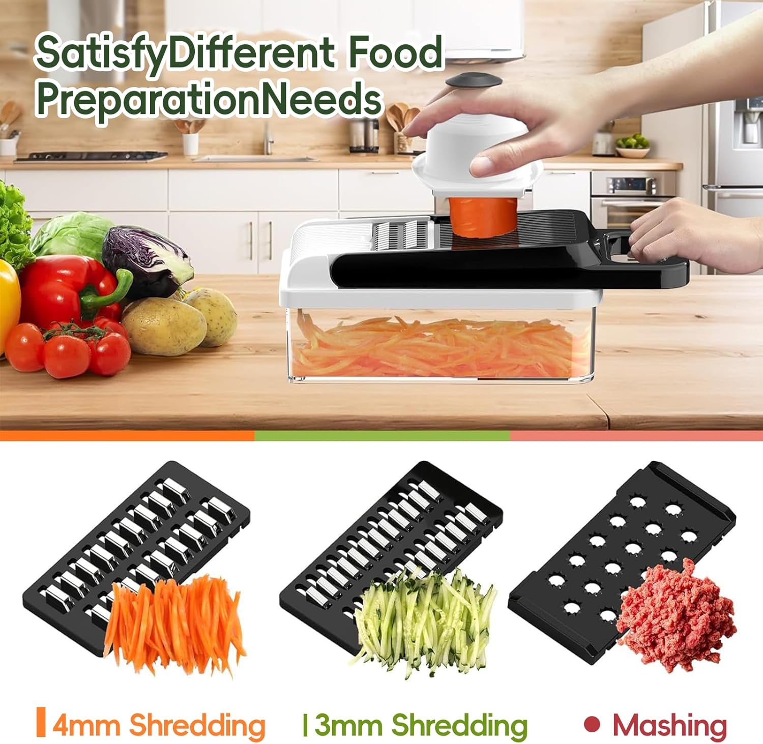 DULCE DOM 15-In-1 Vegetable Chopper, 7 Blades Veggie Chopper with Container and Lid, Dicer, Slicer, Multifunctional Kitchen Gadgets, Vegetable Cutter with Handle Onion Cutter