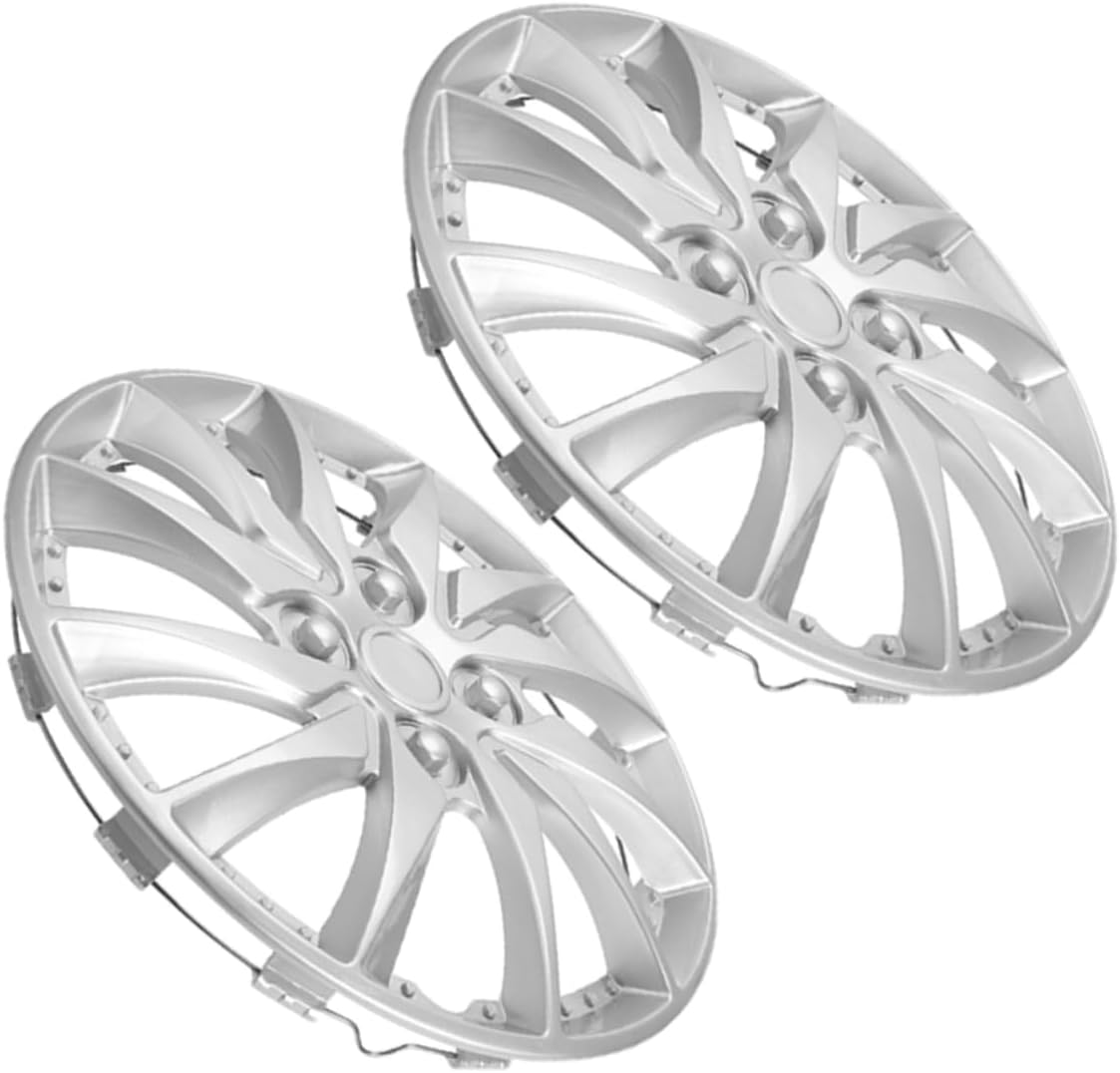 Zerodeko 2Pcs 14-Inch Silver Automotive Wheel Hub Caps Car Hubcovers for Vehicles Decorative Hubcaps for Cars Compatible with Standard Wheels image number 4