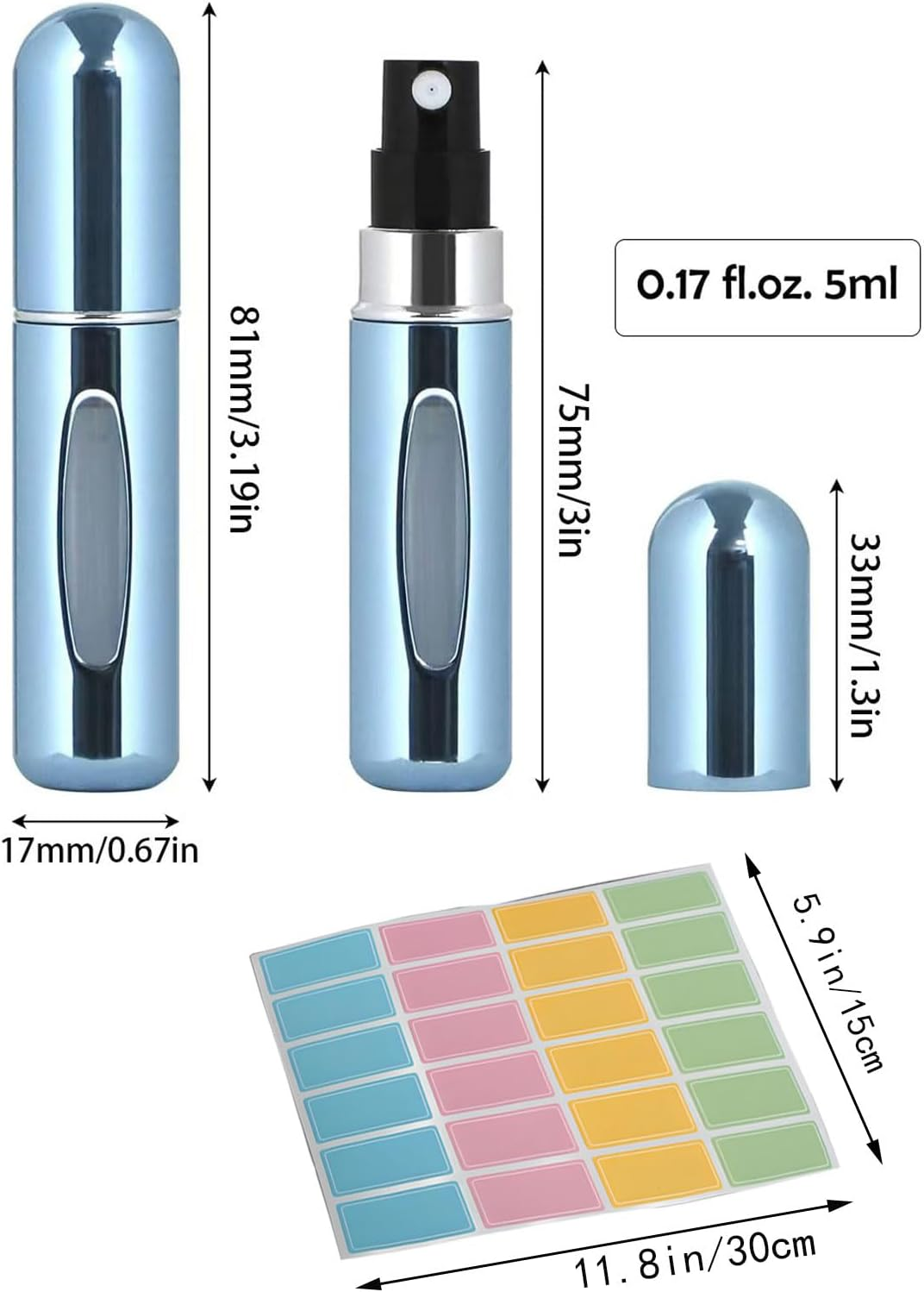 MYTOAU 10 PCS Mini Perfume Atomizer Bottles and 24PCS Classified Label Sticker,Portable Size Spray Container,5Ml Refillable Travel Bottle,Refillable Pump for Traveling and Outgoing image number 6