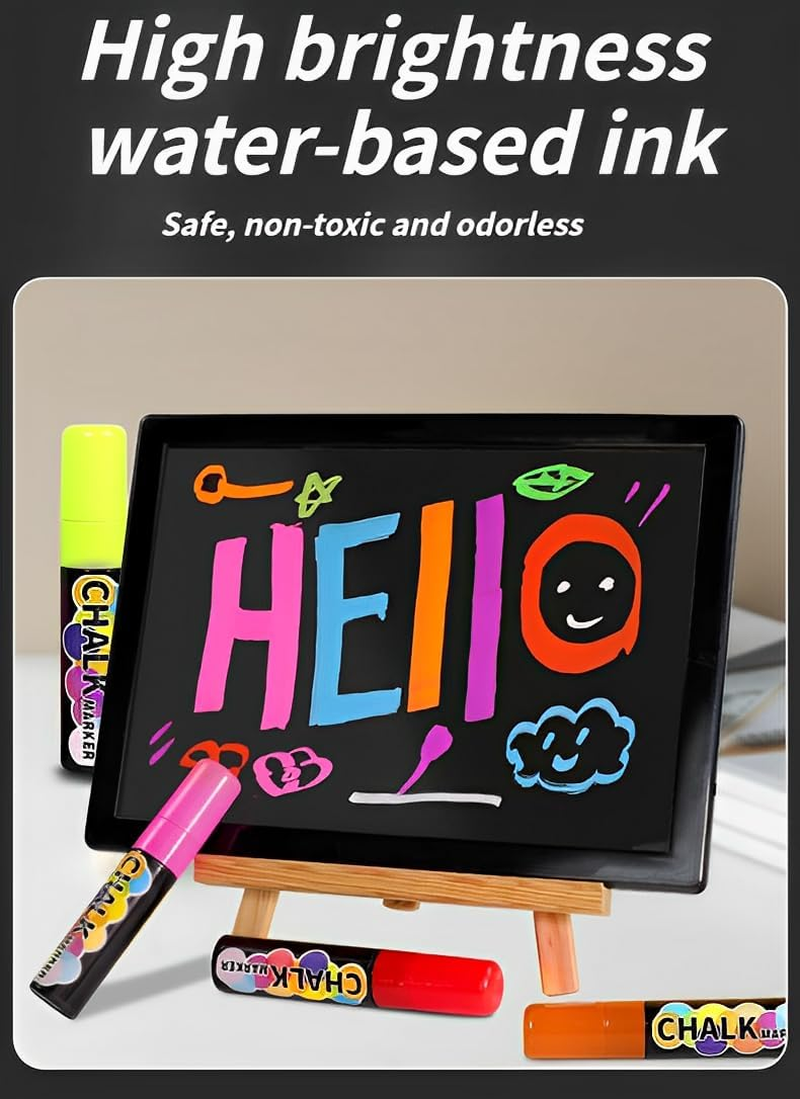Color Liquid Chalk Markers 8Pcs, 15Mm,Water-Based Ink, Easy to Wipe, No Dust, Suitable for Glass, Ceramics, Mirrors and Other Smooth Surfaces, Great Choice for Whiteboards, Windows and DIY Crafts image number 5