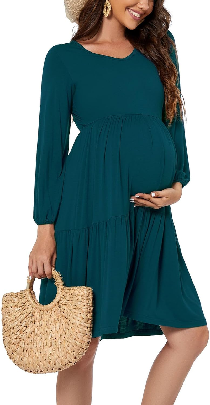 Smallshow Women'S Maternity Dress Ruffle Long Sleeve Pregnancy Clothes image number 6