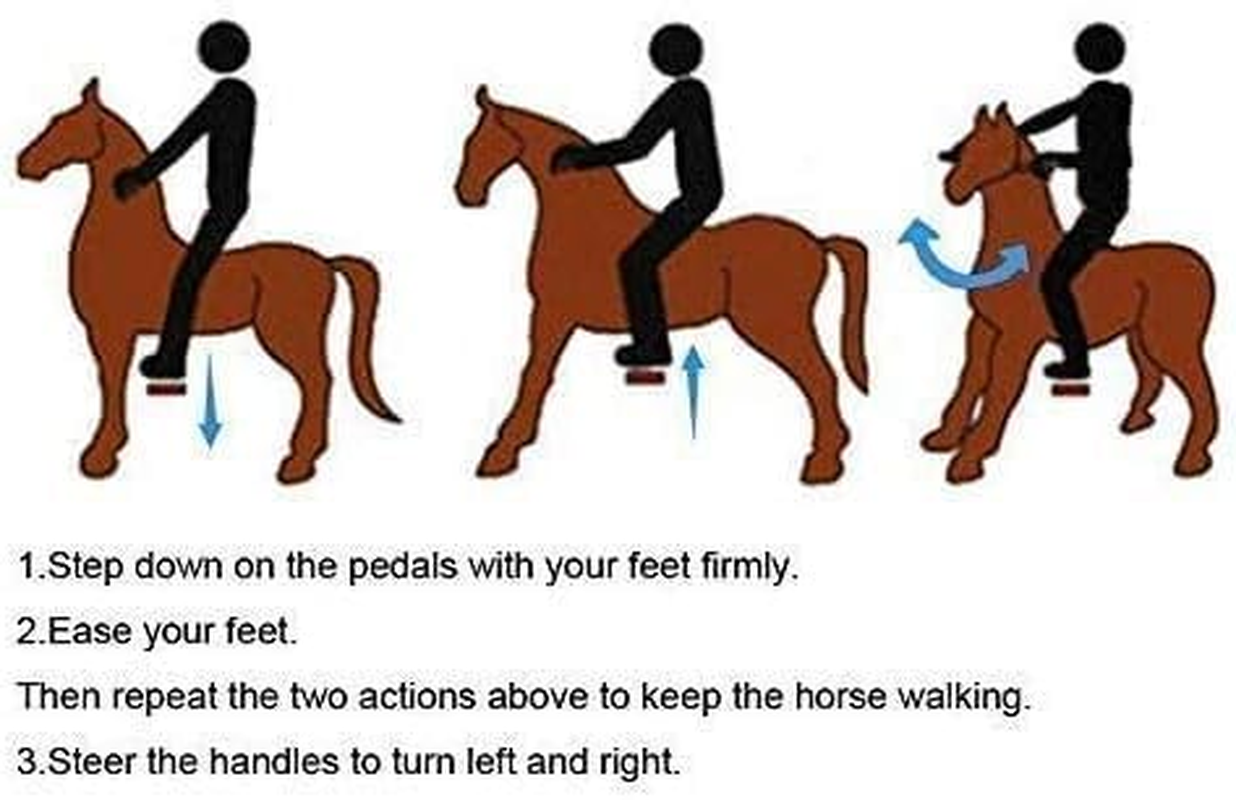 UFREE Horse, Action Pony, Ride on Toy, Small Moving Rocking Horse, Giddyup, Go Go, Pony 29" Unique Age 3-6 Years(Mane&Tail Color: White) image number 3