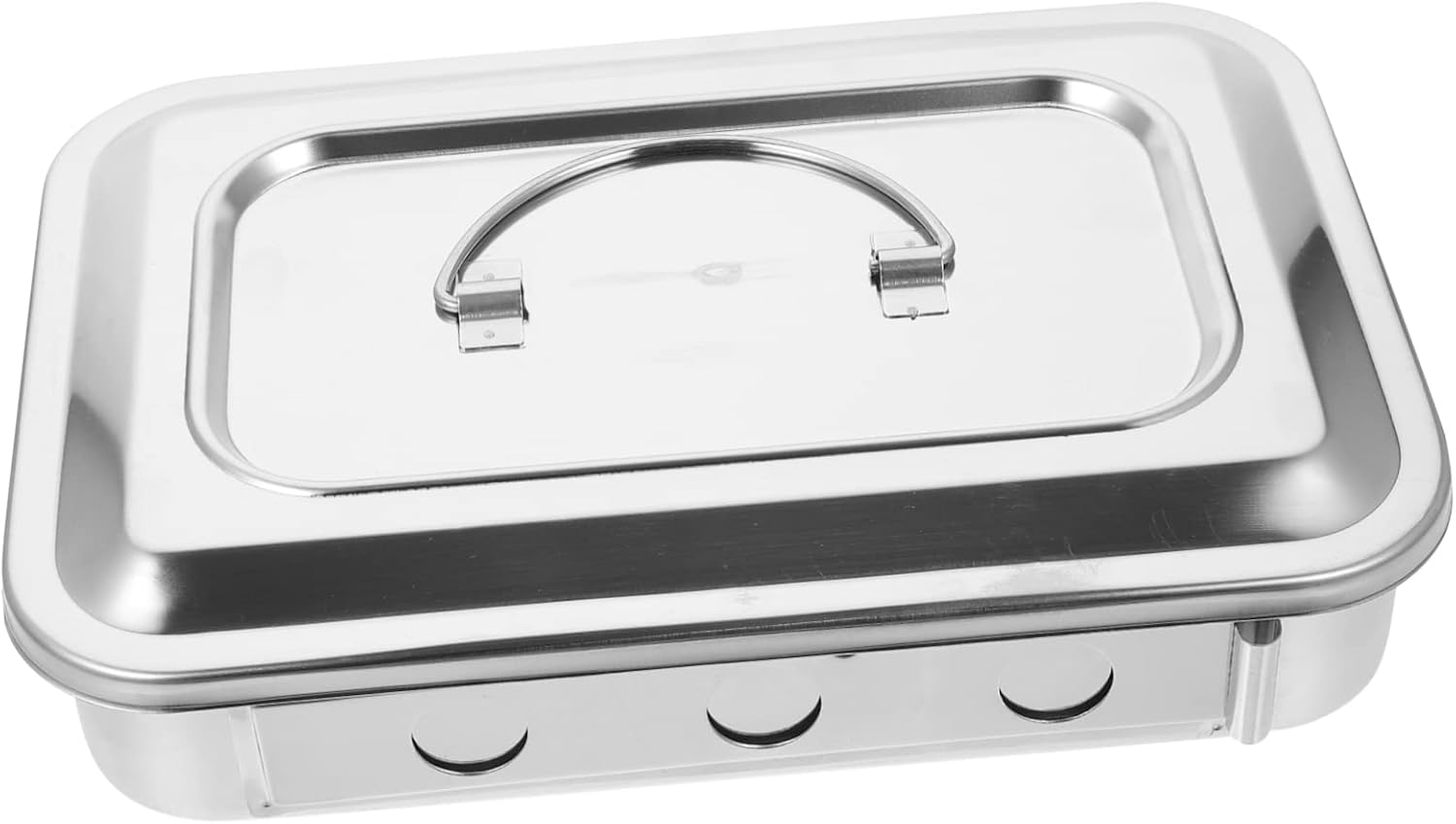 Vaguelly Silver Sterilizer Soaking Box with Lid High Temperature Thermometer Instrument Tray for Professional Beauty Veterinary Use Stainless Steel Design Square Plate image number 4