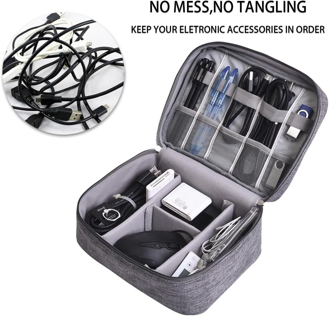 FAVORTALK Electronics Organiser Travel Accessories Storage Bag with Removable Bulkhead Waterproof Portable Gadget Pouch for Cable Power Bank Charger Headphone Mouse Hard Disk, Wine Red 1 B21614 image number 4