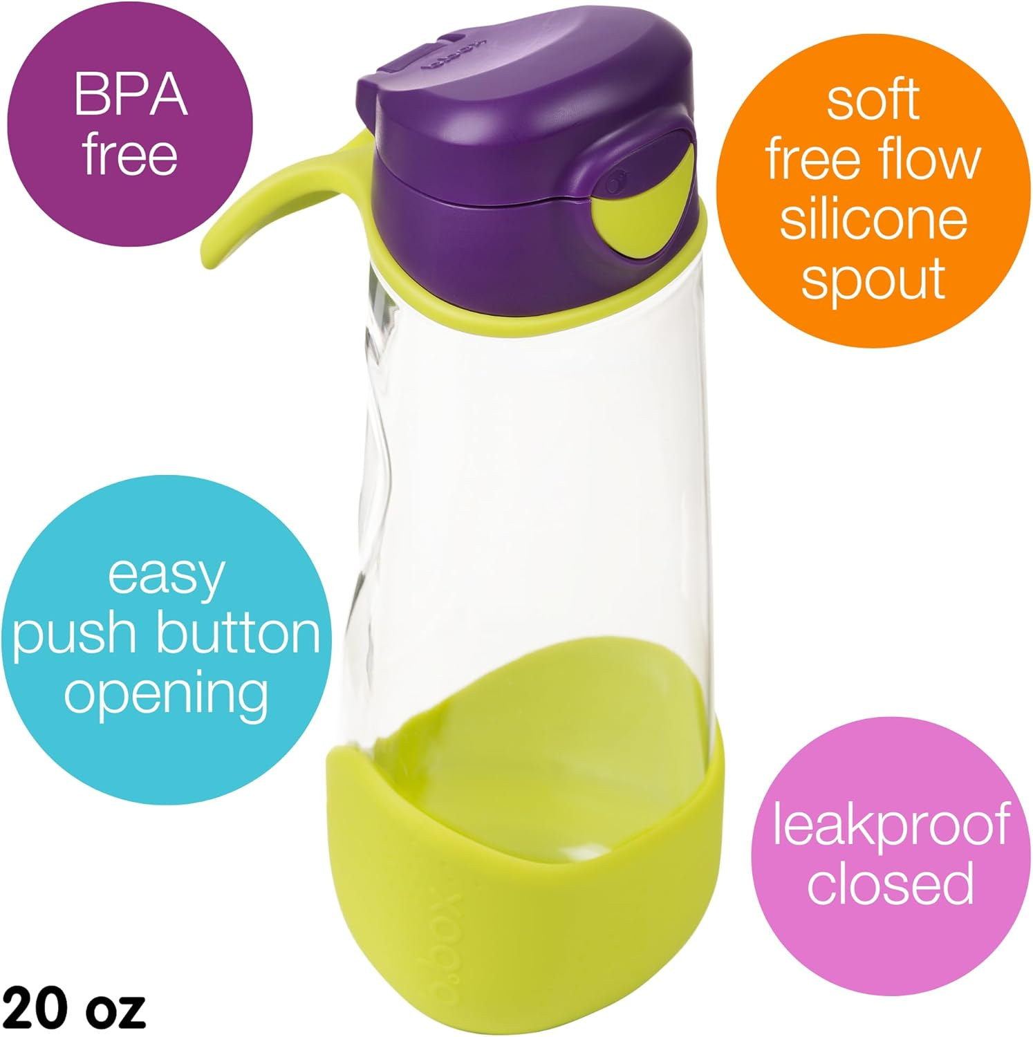 B.Box Sports Spout Bottle, Passion Splash, 600 Ml Capacity image number 1