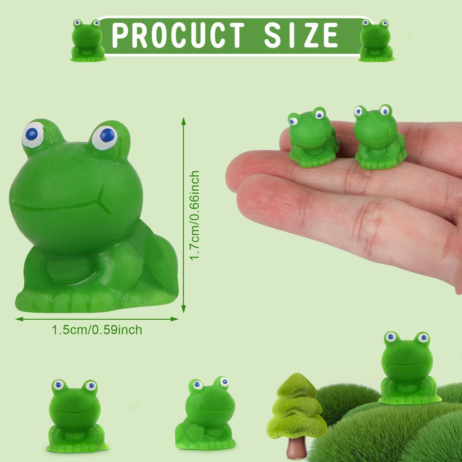 80Pcs Resin Mini Frogs, Gewaha Miniature Tiny Frog Figurines Cute Frog Decor Mini Garden Decorations Resin Animals for Landscape Dollhouse DIY Craft Potted Plant（Green） image number 4