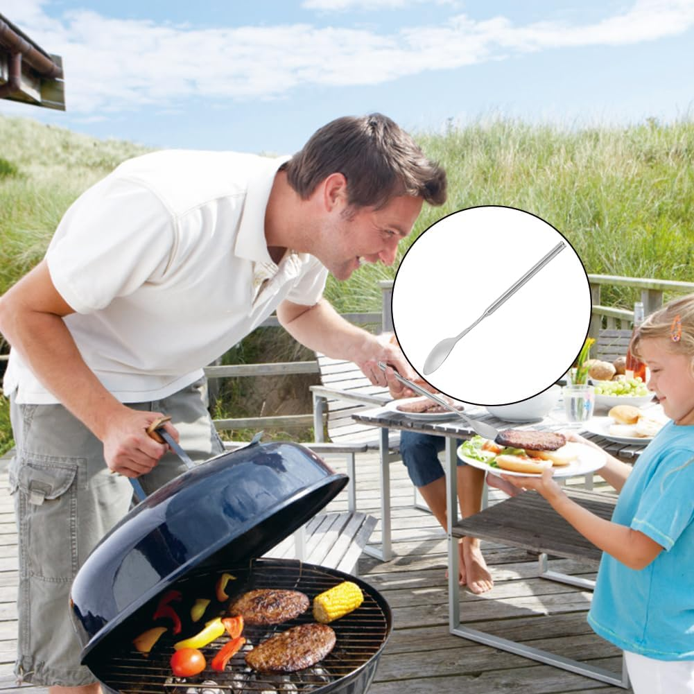 Cooking Spoons, Long Extendable Spoon Telescopic Stirring Tablespoon Kitchen Utensil Soup Ladle Stretchable Mixing Draining Tool for Bake Bar Barbecue Tableware Supplies image number 3