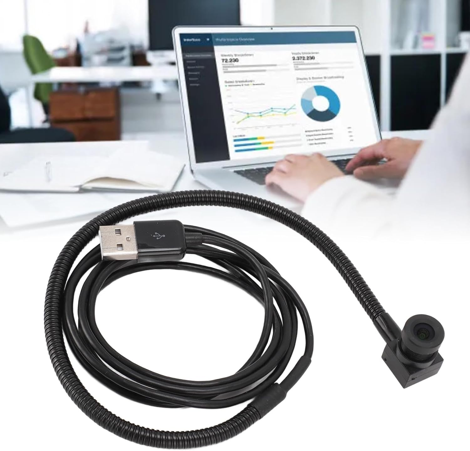 Eye Webcam, 1080P Middle Screen Webcam Auto Focus with Built in Microphone for Zoom for Skype for Hangouts, USB Computer Camera for Wins for Android TV image number 5