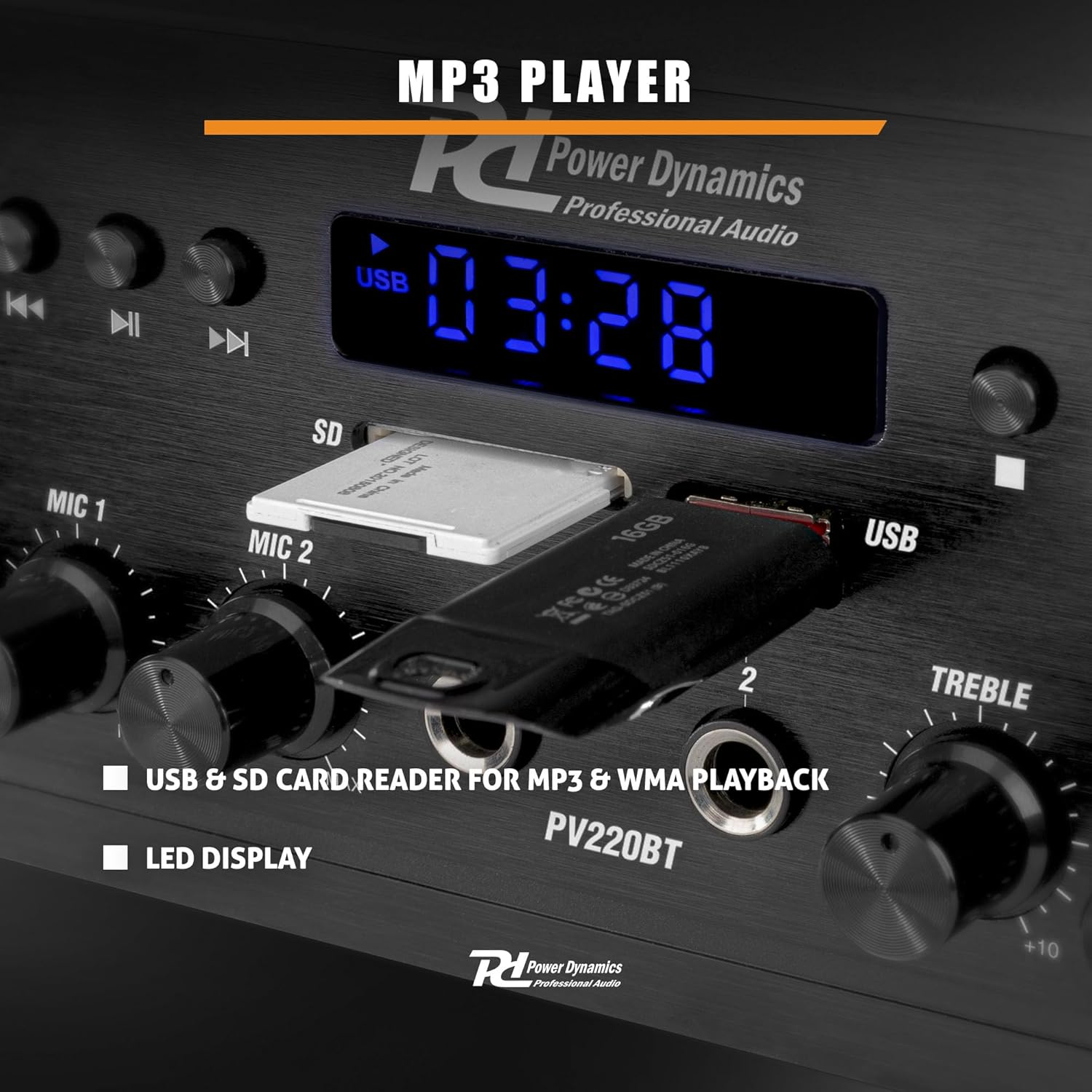 PD PV220BT Compact 2-Channel Audio Power Amp, Speaker Amp with High-Fidelity Sound, Mini Amplifier for Home Surround System, Bluetooth Stereo Amplifier, Home Stereo Amplifier, Hifi Stereo Amplifier image number 3