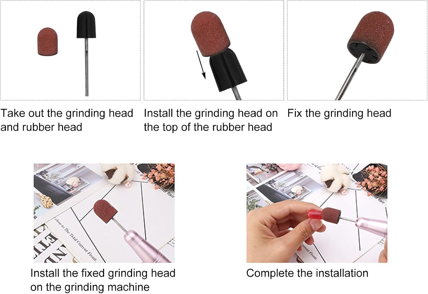 Watris Veiyi Pack of 50 Sanding Caps Nail Cutters, 120# Sanding Sleeves Nail Cutter Attachments, 15 X 10 Mm Sanding for Processing Nails image number 5