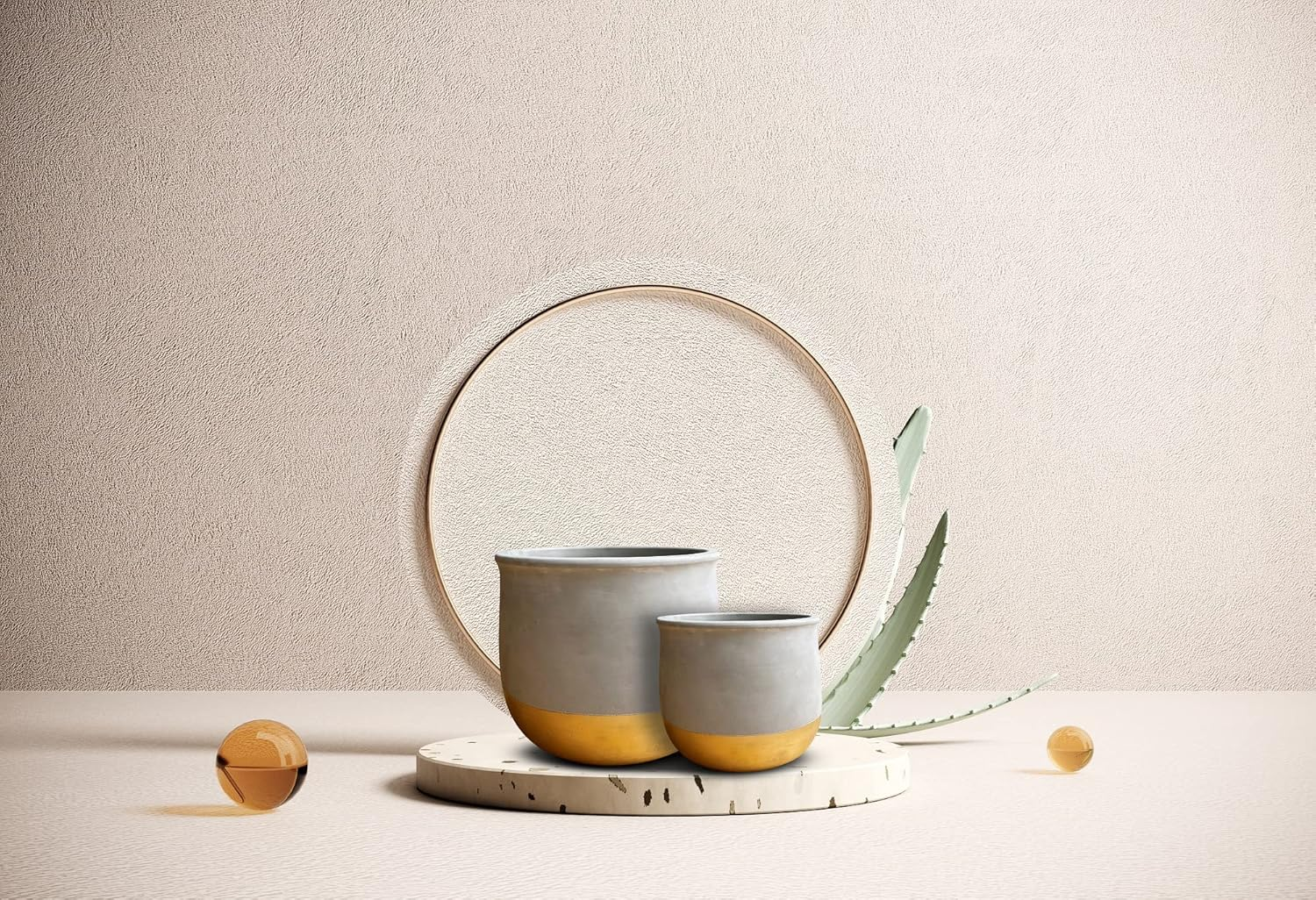 Olly & Rose Gold Dip Ceramic Plant Pot Set 2 Indoor Planters 17Cm + 12Cm Outdoor Flower Pots Cement Plant Pots image number 2