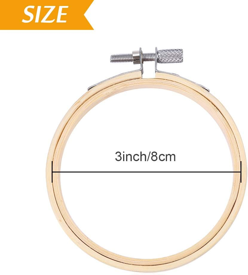 Pllieay 12 Pieces 3 Inch Embroidery Hoops Bamboo Circle Cross Stitch Hoop Ring for Embroidery, Art Craft Handy Sewing and Christmas Decoration image number 2