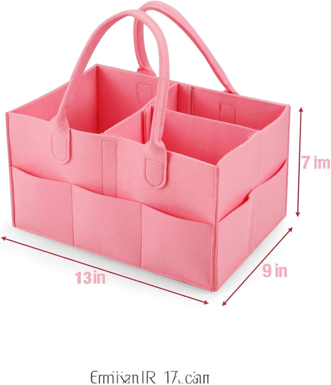 Baby Diaper Caddy Organizer, Portable Nursery Storage Basket for Wipes & Baby Essentials, Collapsible Diaper Organizer(Pink) image number 4