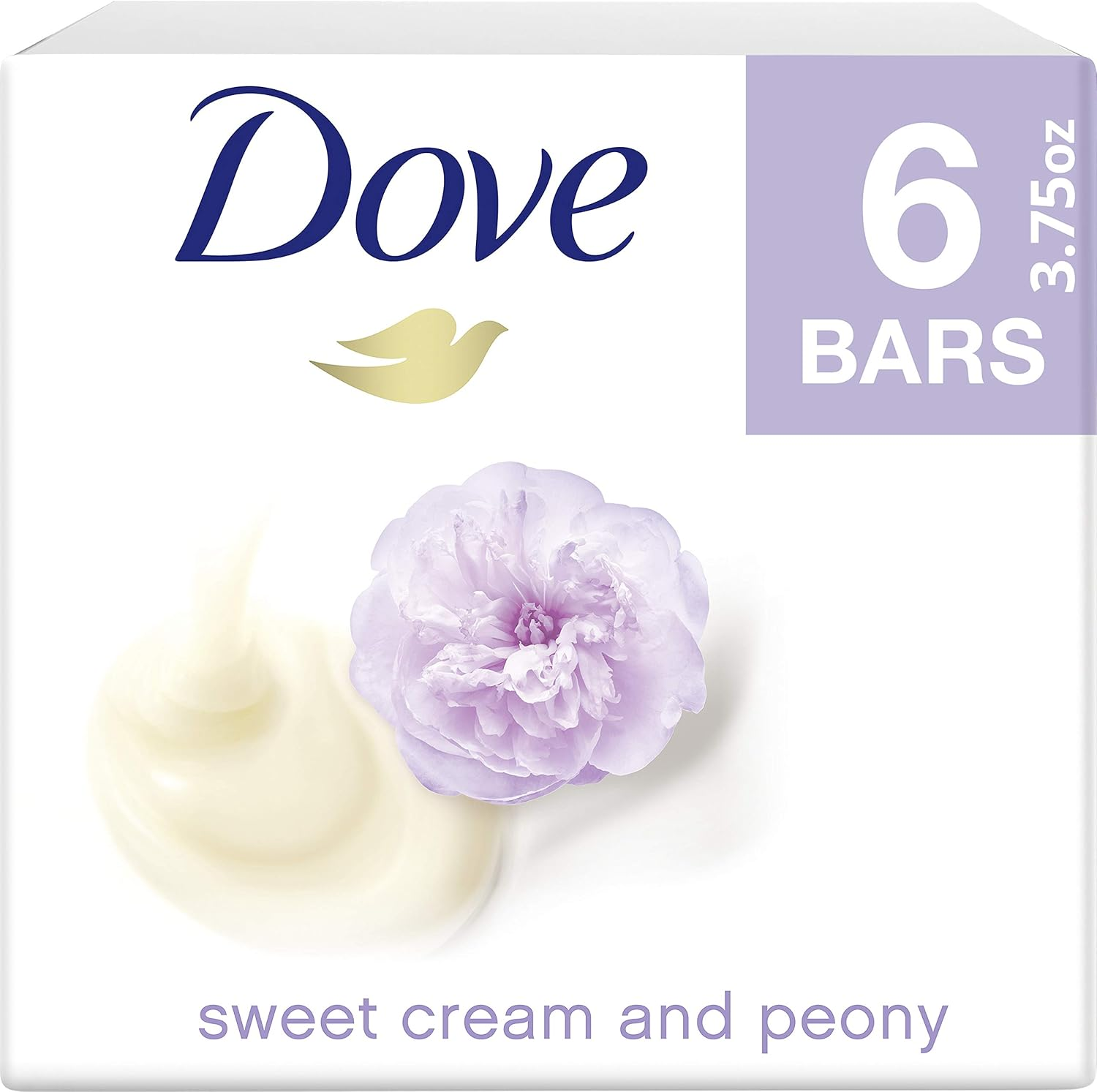 Dove Purely Pampering Beauty Bar, Sweet Cream & Peony 4 Oz, 6 Bar image number 4