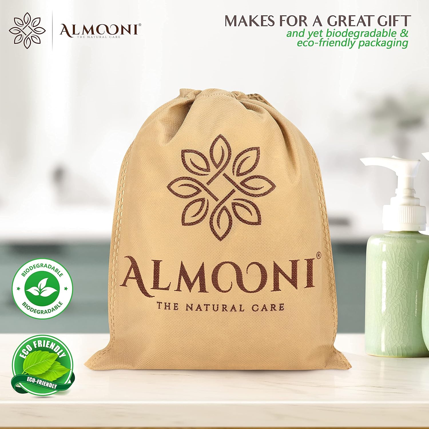 Almooni Premium Egyptian Exfoliating Loofah Pad Body Scrubber - Rectangular Loofa Shape - Made with Natural Egyptian Shower Lufa Sponge That Gets You Clean, Not Just Spreading Soap (2 Pack) image number 5