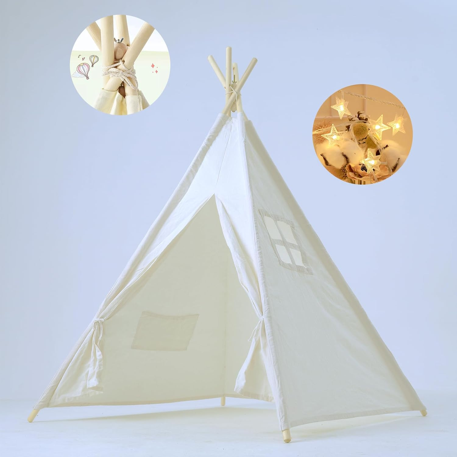 Midoook Teepee Tent for Kids,Child Teepee Tents for Boys & Girls,Canvas Child House,Toddler Tents Kid Love Fodable Play House,Kids Indoor Play House image number 3