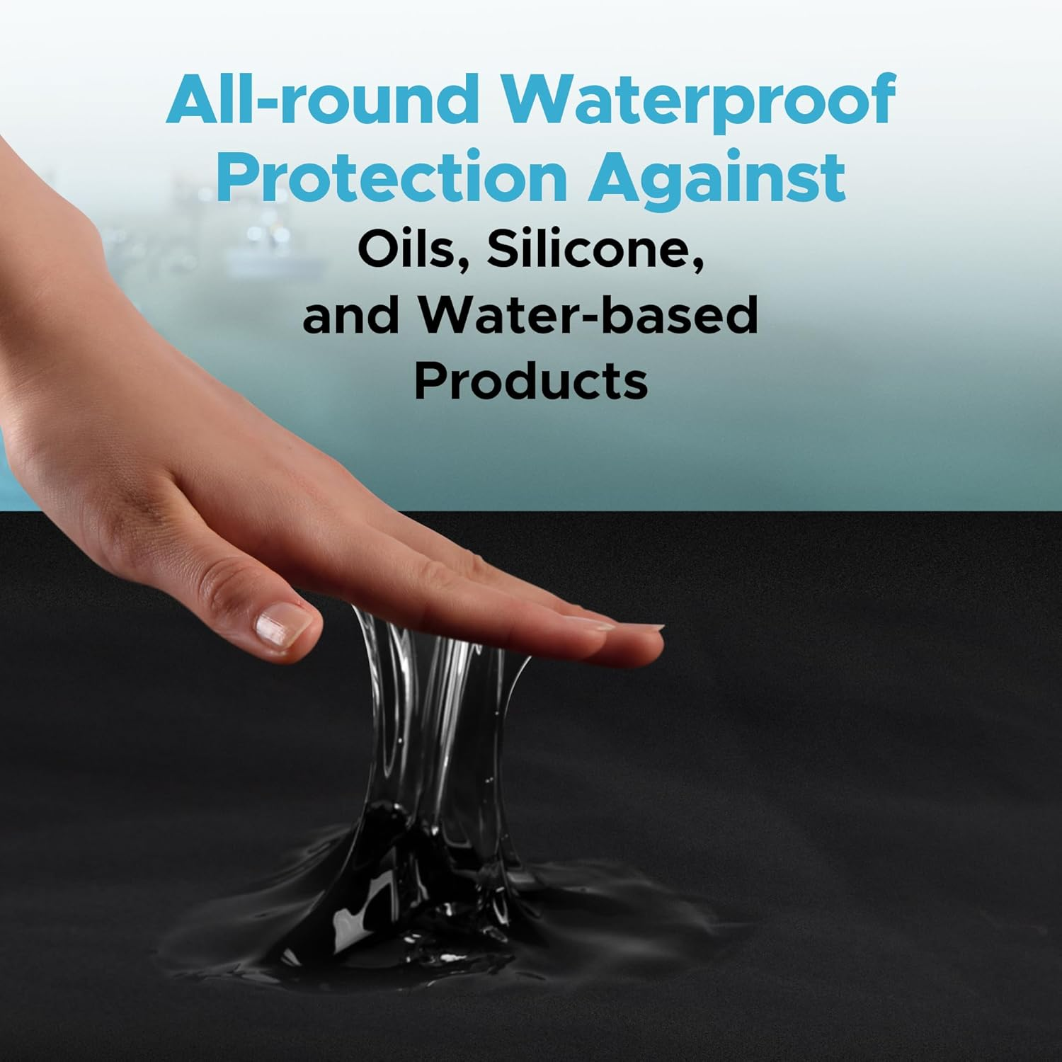 Black Waterproof Flat Drop Sheet (150 Cm X 150 Cm), Anti-Slip Mattress Topper with Strengthened Grip, Protector Cover, Safe with Oil, Water, & Silicone-Based Massage Products, Machine Washable image number 2