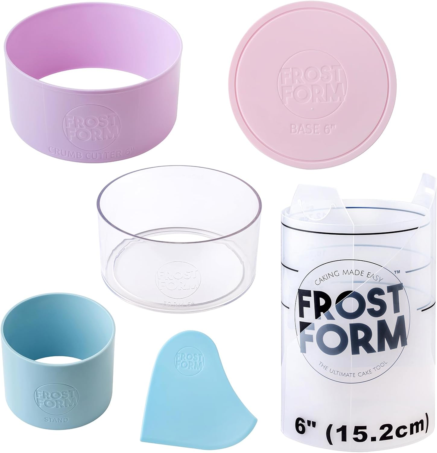 Frost Form - Starter + Kit (6 Inch) 7-Piece Set | Professional-Quality, Food-Grade Plastic | Perfectly Straight Cakes | Beginners and Pros | Cake Decorating Kit image number 3