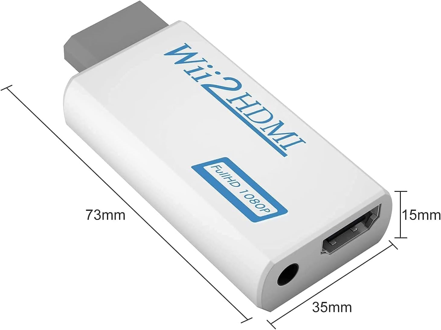 Wii to HDMI Converter 1080P for Full HD Device with 1.5M HDMI Cable, Wii HDMI Adapter with 3,5Mm Audio Jack&Hdmi Output Compatible with Wii/Wii U, HDTV (Adapter+Hdmi Cable) image number 3