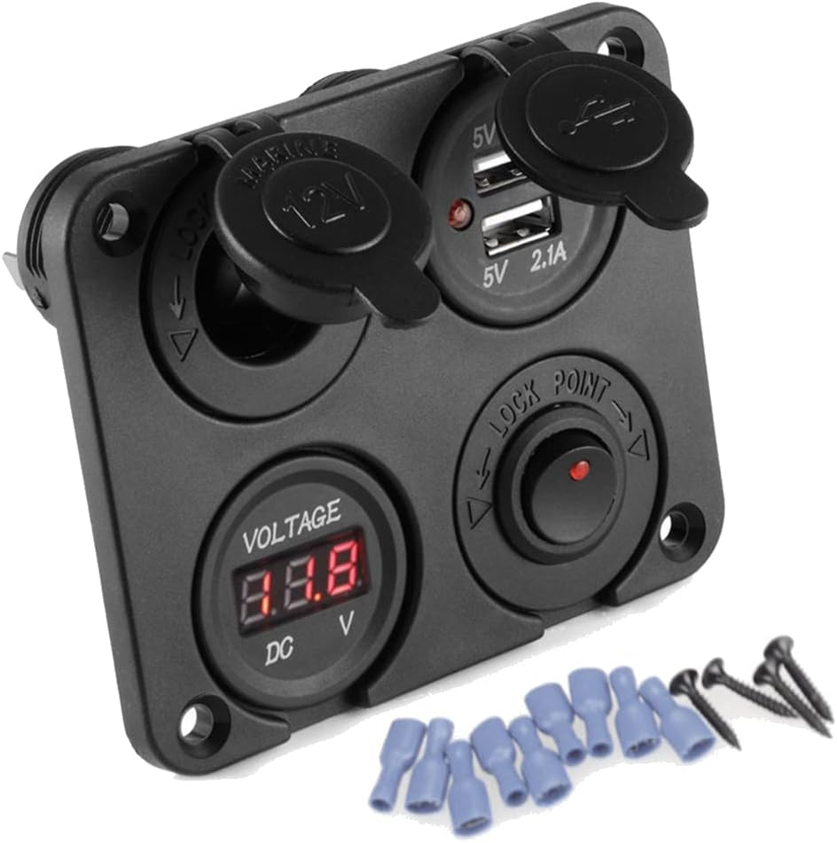 DC 12V-24V Car Boat Socket Dual USB Charger Voltmeter Switch Panel for Vehicle Car Boat Motor Home image number 4